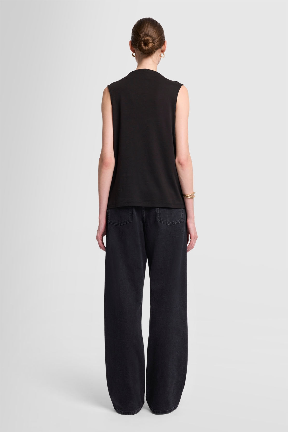 High Neck Draped Fine Rib Black_JSCL7130BK_BK_04