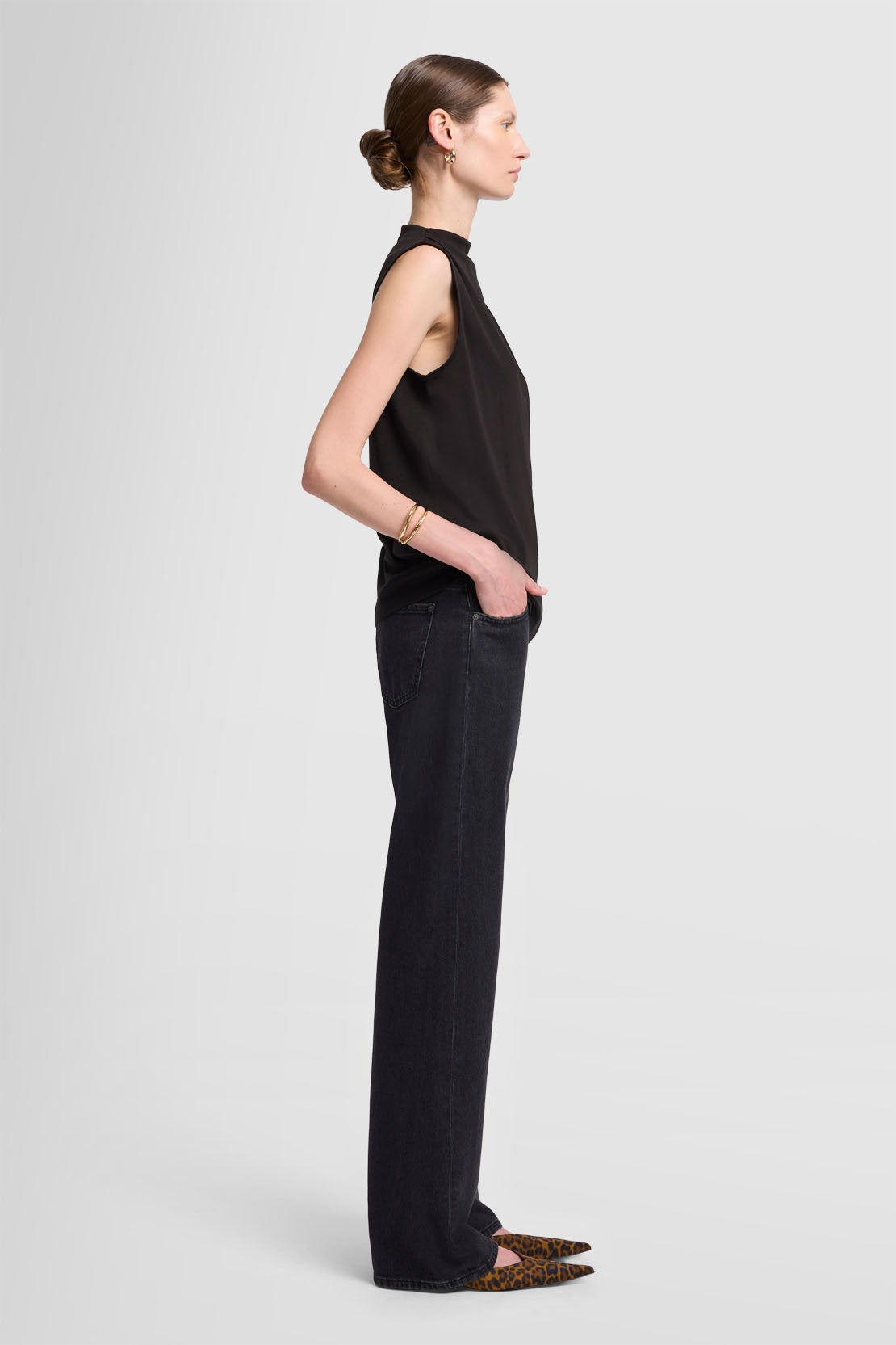 High Neck Draped Fine Rib Black_JSCL7130BK_BK_05