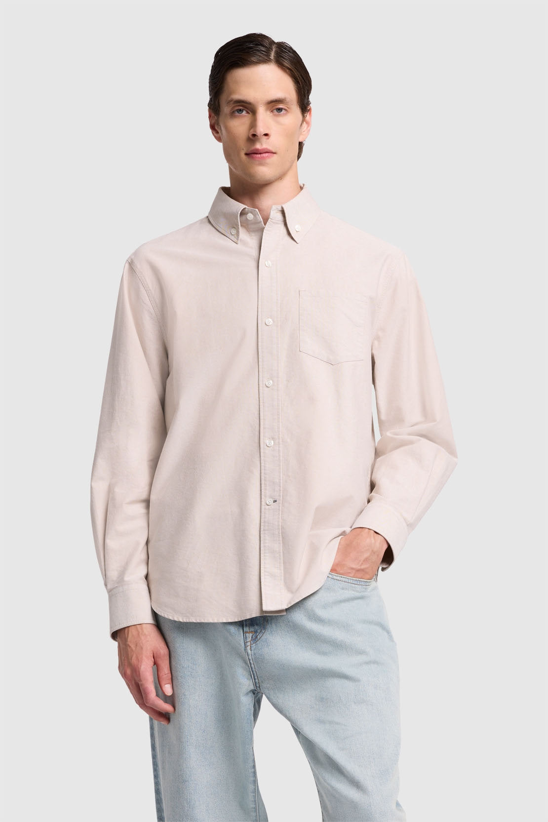 Button Down Shirt Oxford Beige_JSFM4670BE_BE_01