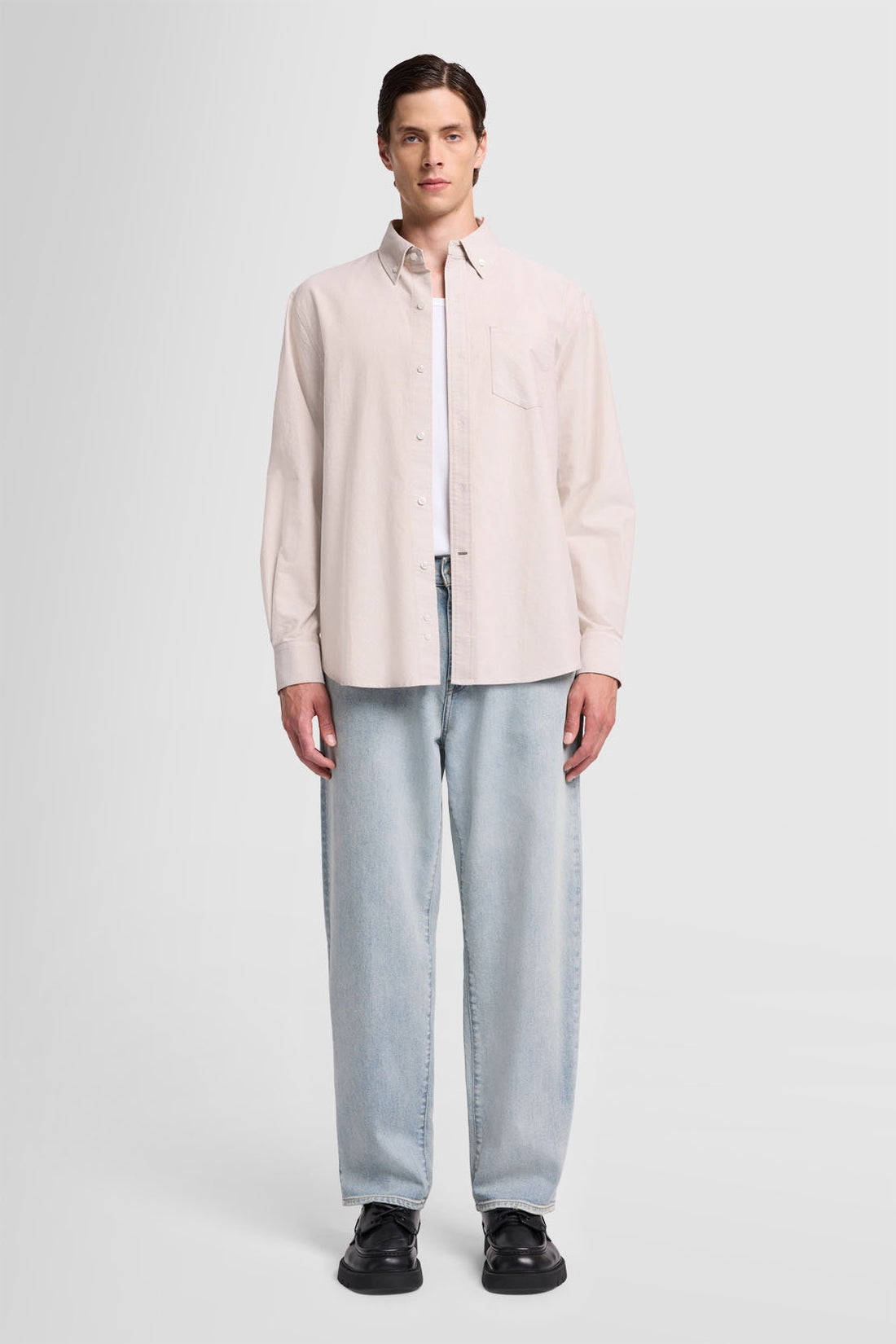 Button Down Shirt Oxford Beige_JSFM4670BE_BE_02