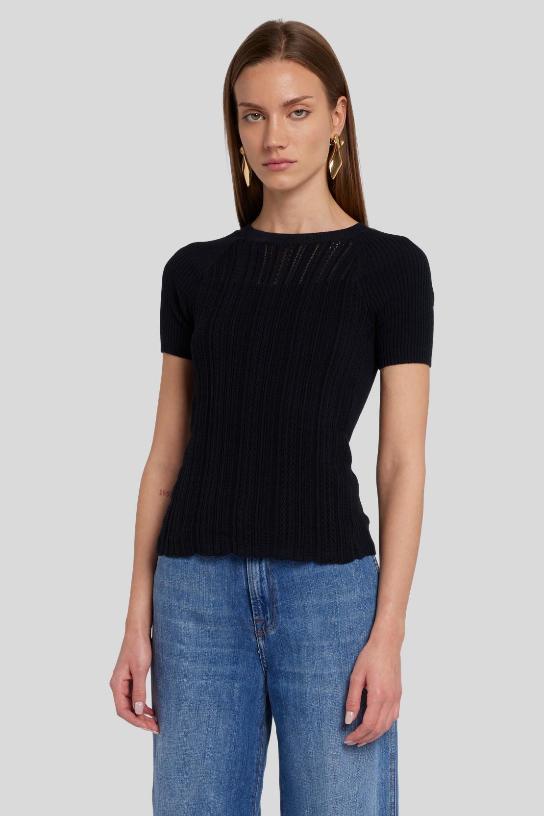 Mixed Stitch Tee Pointelle Black_JSHL5750BK_BK_01