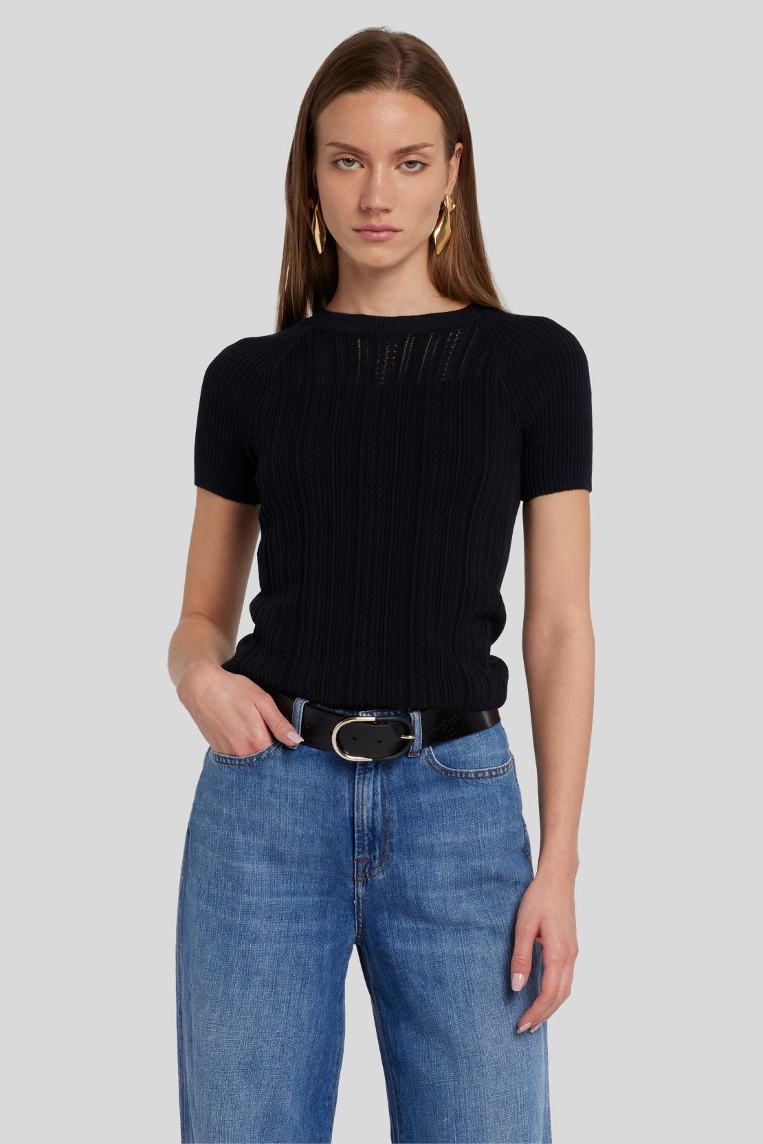 Mixed Stitch Tee Pointelle Black_JSHL5750BK_BK_05