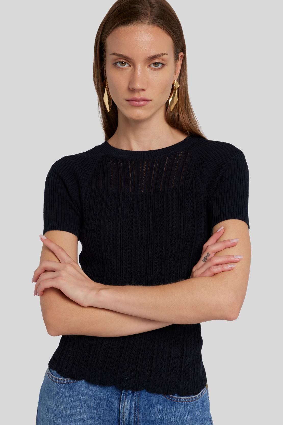 Mixed Stitch Tee Pointelle Black_JSHL5750BK_BK_06