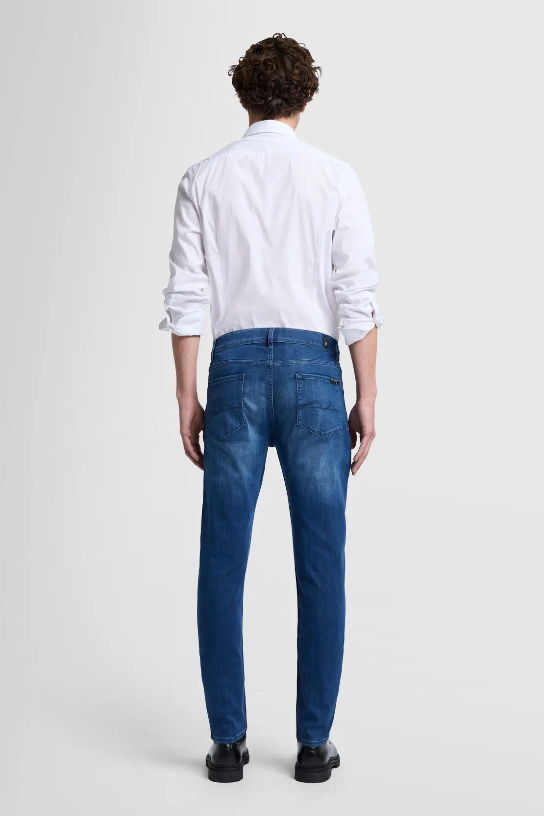 Slimmy Tapered Luxe Performance Plus Mid Blue - BEVAVA