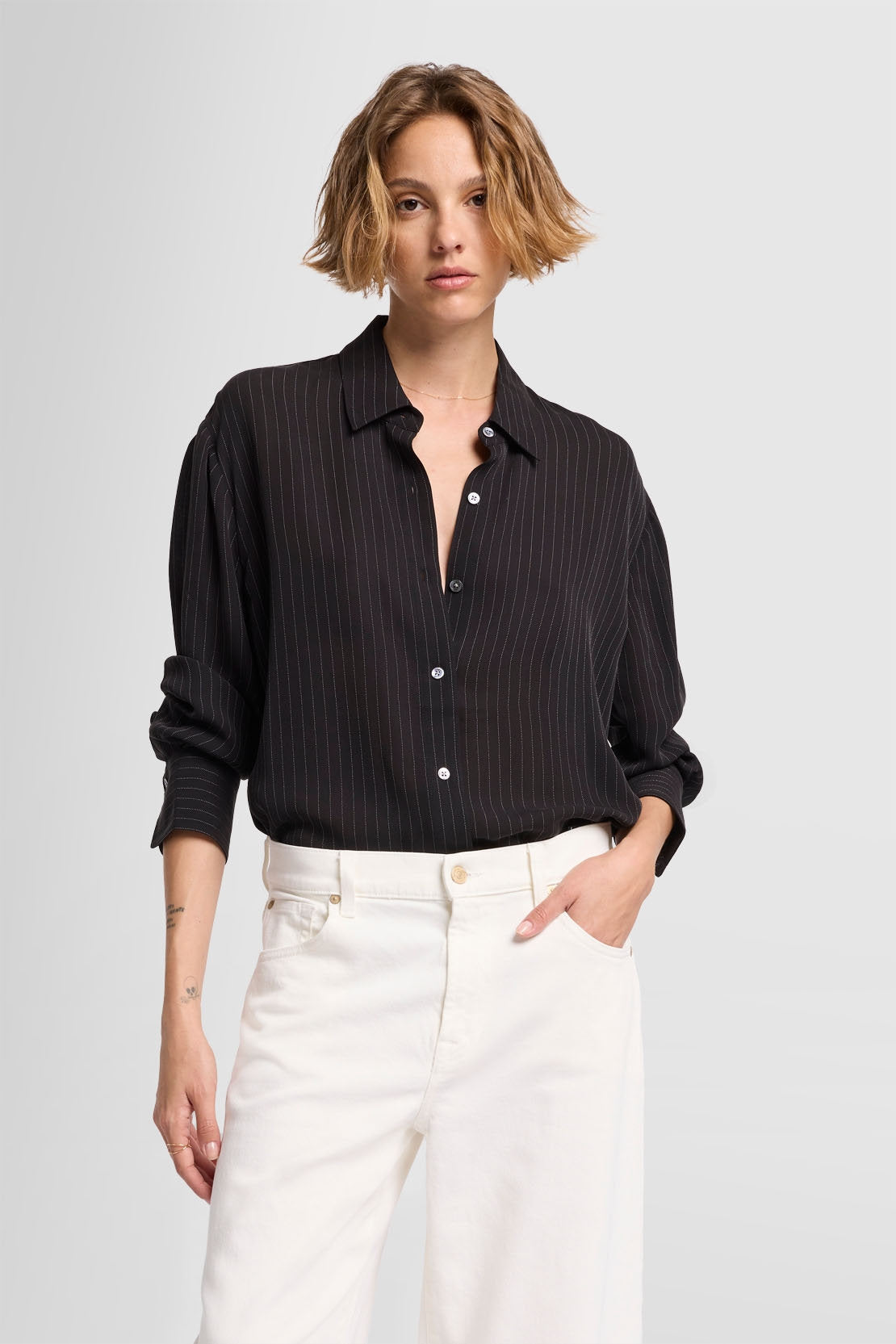 Oversized Button Up Silk Viscose Blend Pinstripe_JSPL7010PS_PS_01