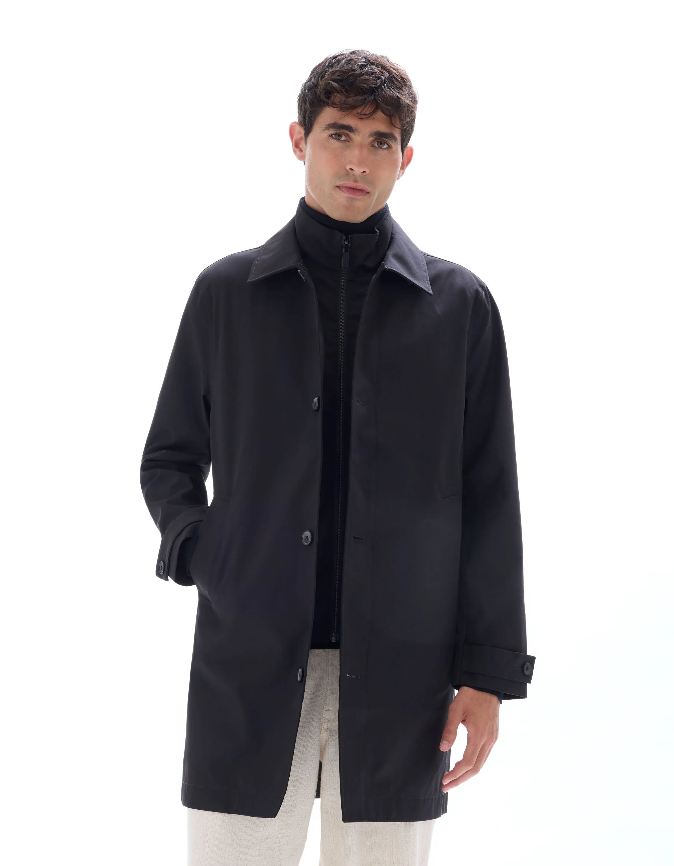 Celio_Black_Trench Coat with Removable Lining_JUCARCOAT1_BLACK_01