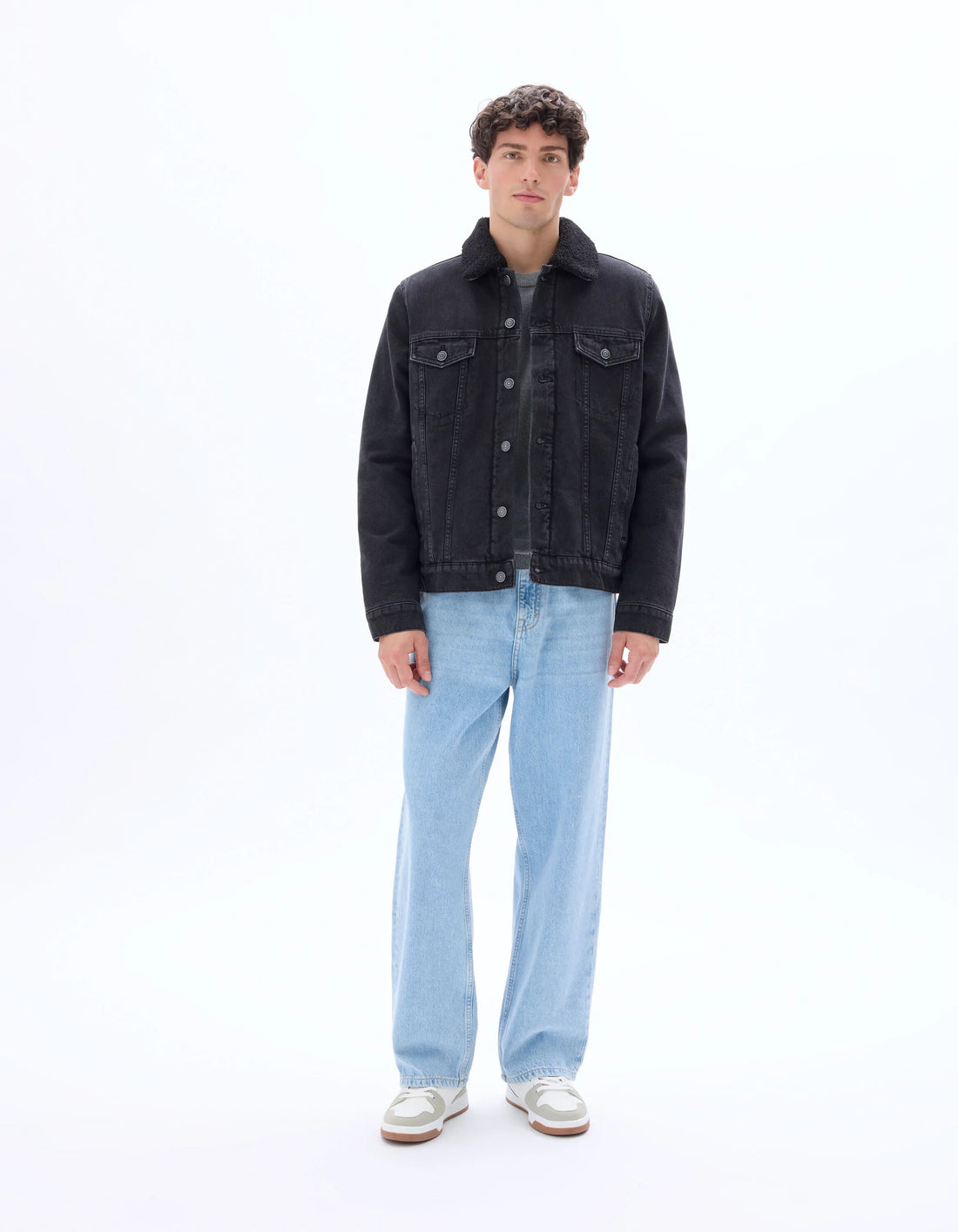 Celio_Faded Black_Sherpa-Lined Denim Jacket_JUDENSHERP_FADED BLACK_02