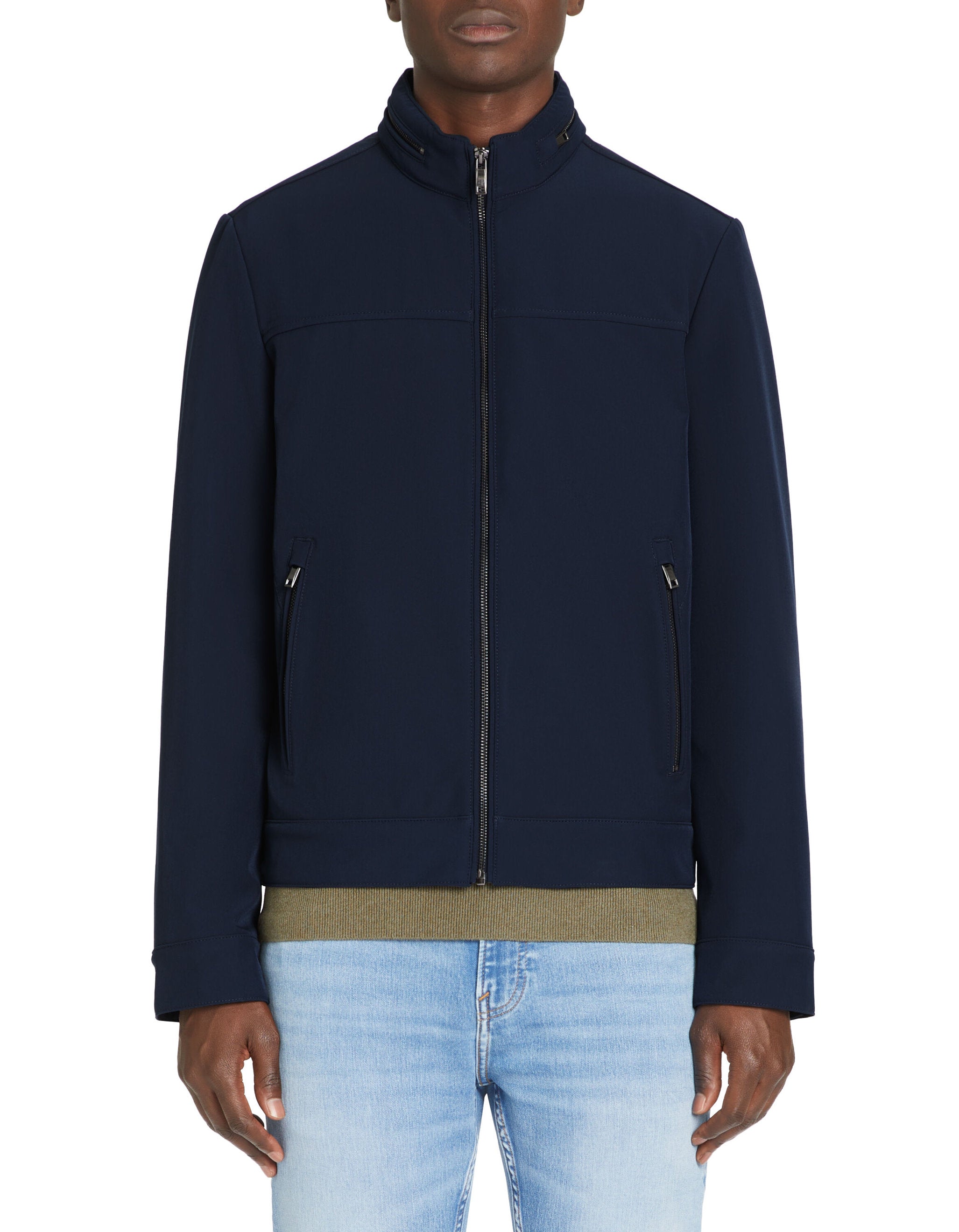 Celio_Navy Softshell Jacket with High Collar_JUPRADO1_NAVY_01