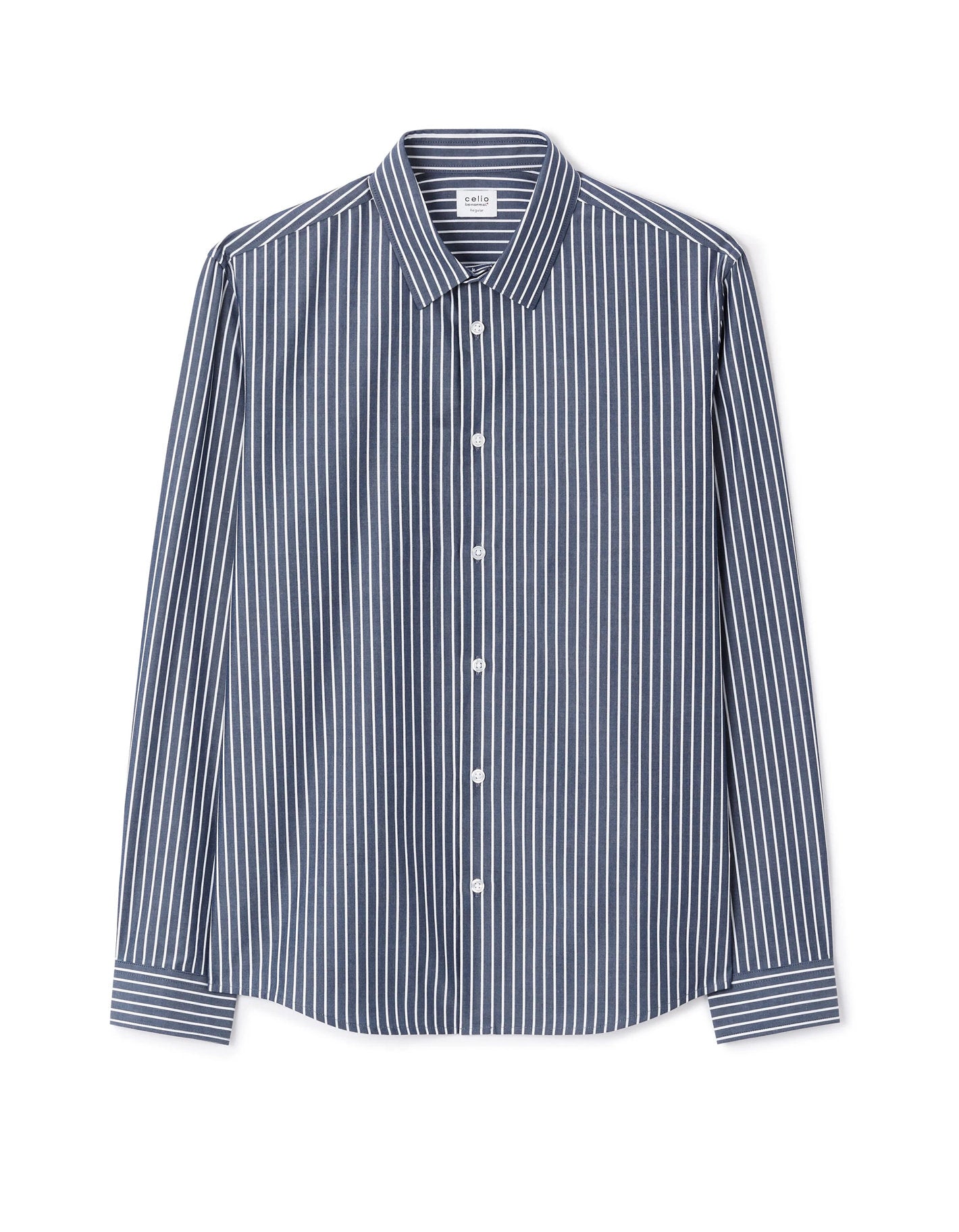 Celio_Regular Striped Shirt 100% Cotton - Navy_LABANK_NAVY_04