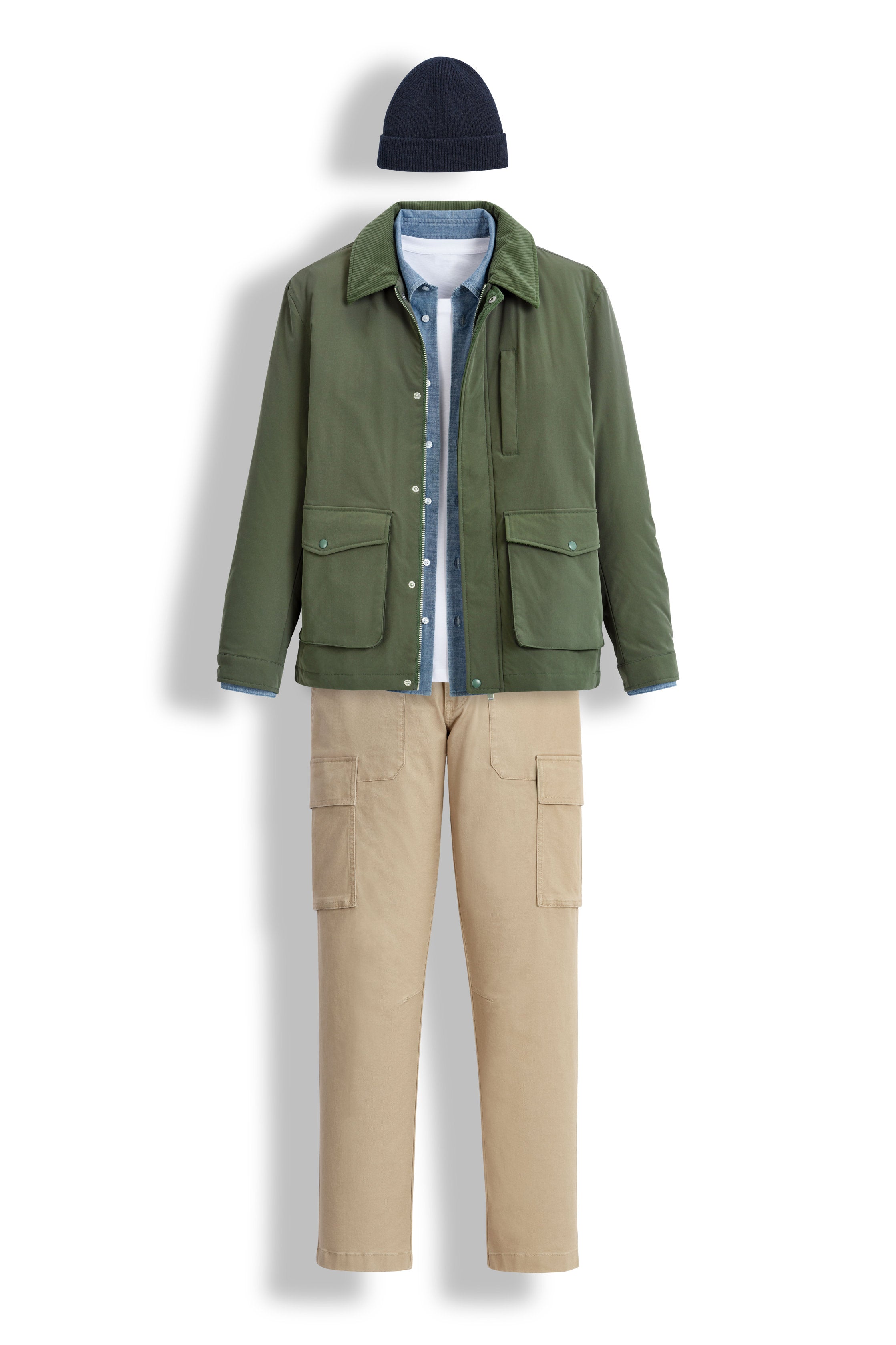 Celio_Regular Shirt in 100% Cotton Chambray - Blue_LACHAMBRAY_BLUE CHAMBRAY_05