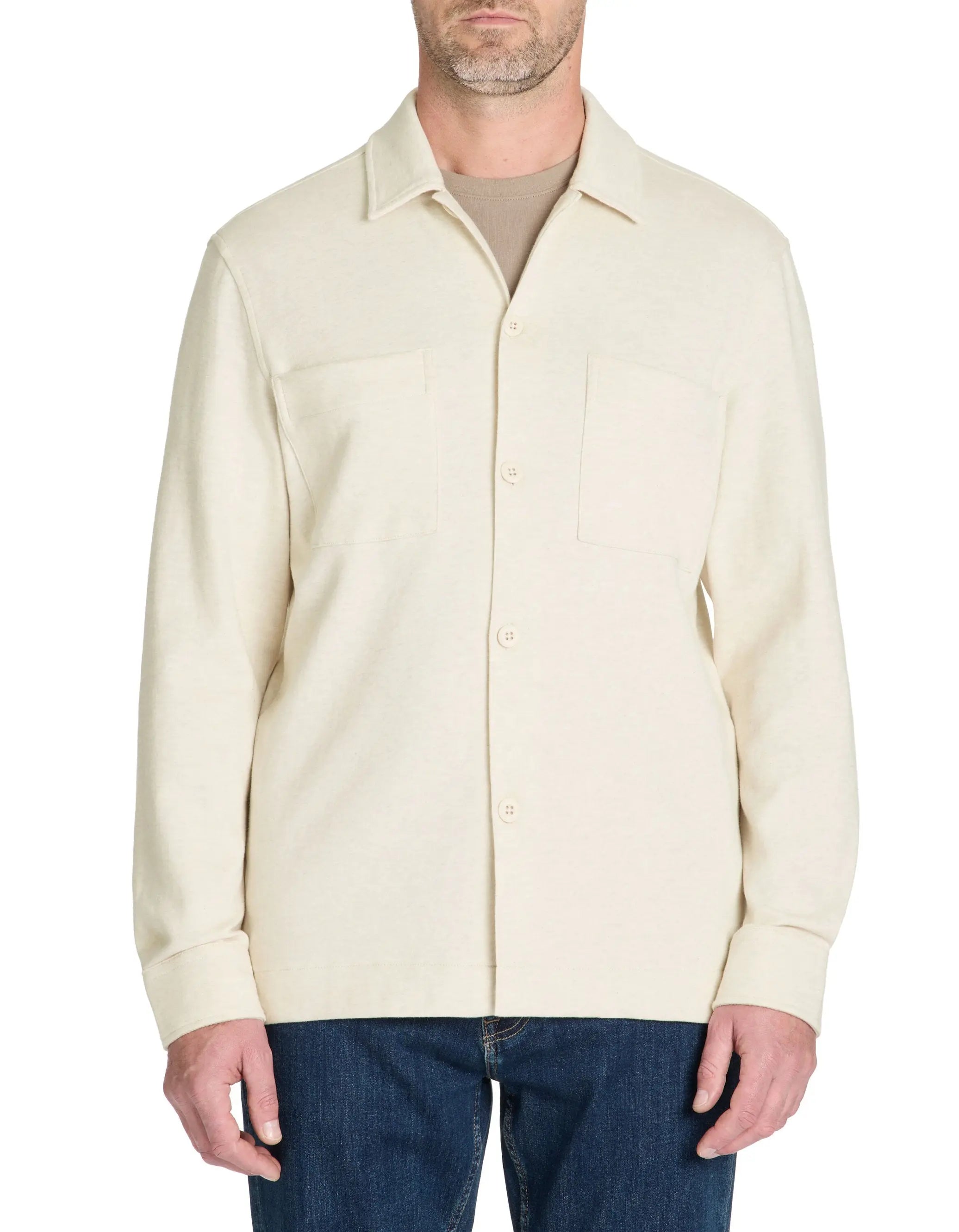 Celio_Cotton Blend Casual Overshirt Shirt - White_LADOUDOU_OFF WHITE_01