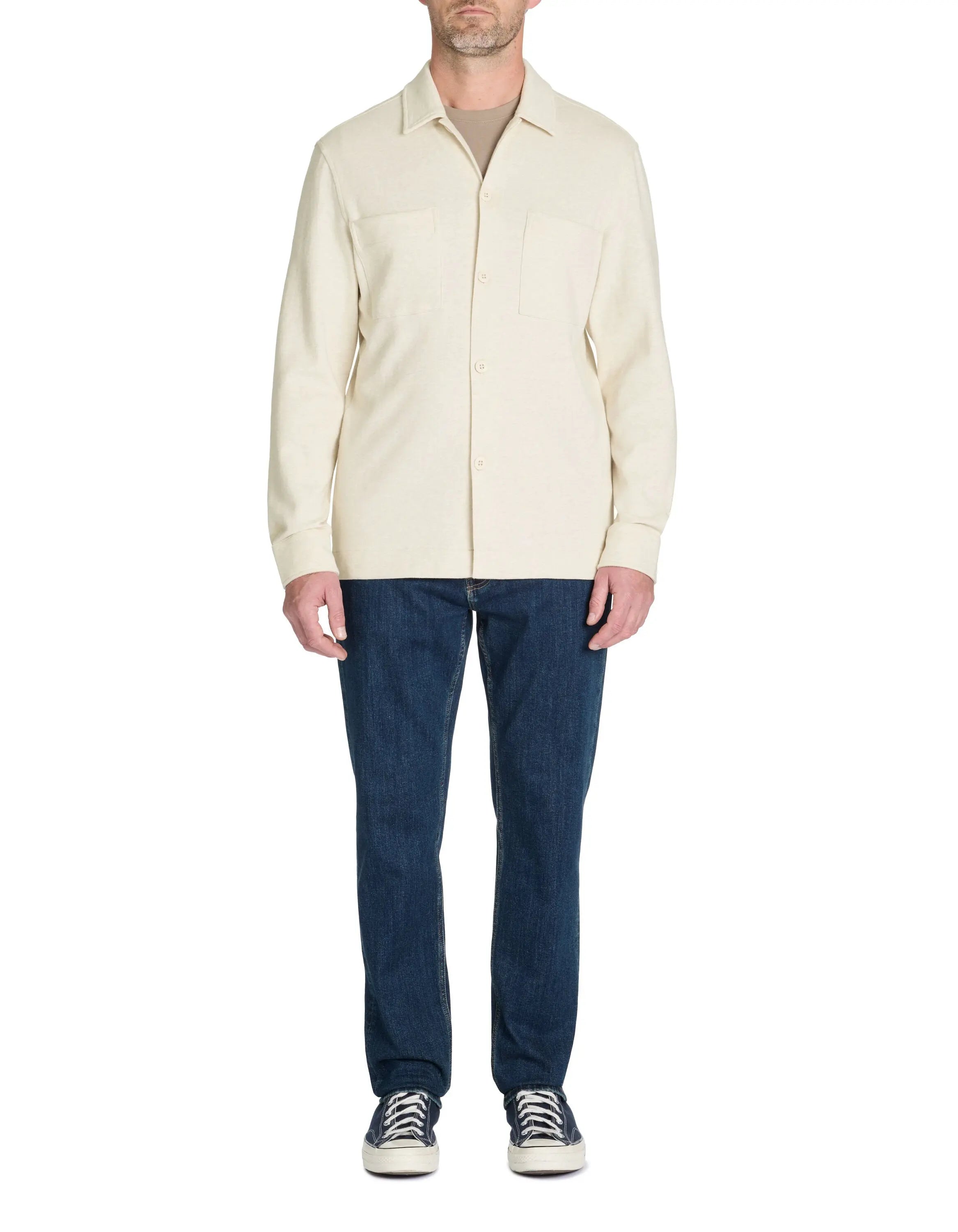 Celio_Cotton Blend Casual Overshirt Shirt - White_LADOUDOU_OFF WHITE_02