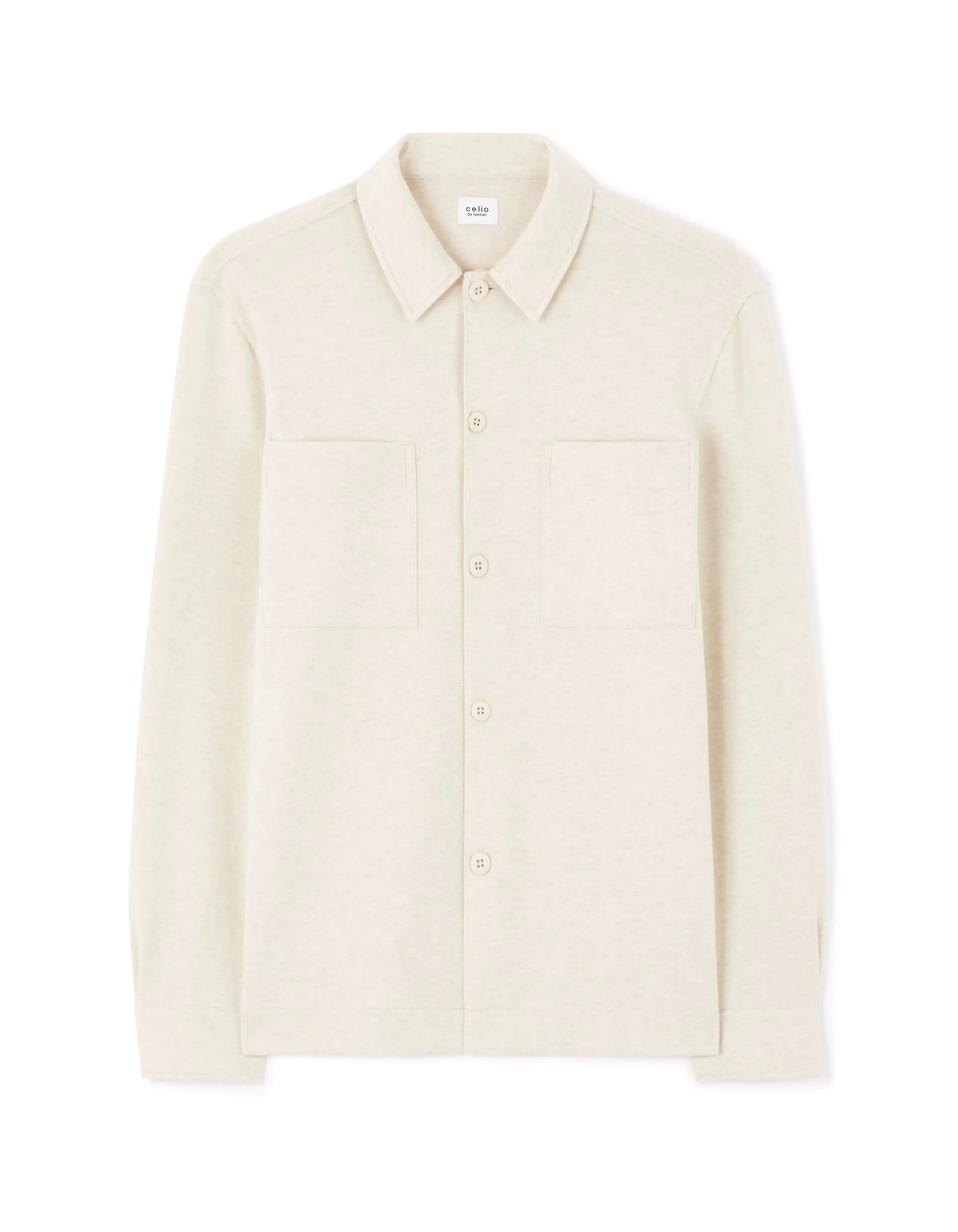 Celio_Cotton Blend Casual Overshirt Shirt - White_LADOUDOU_OFF WHITE_03