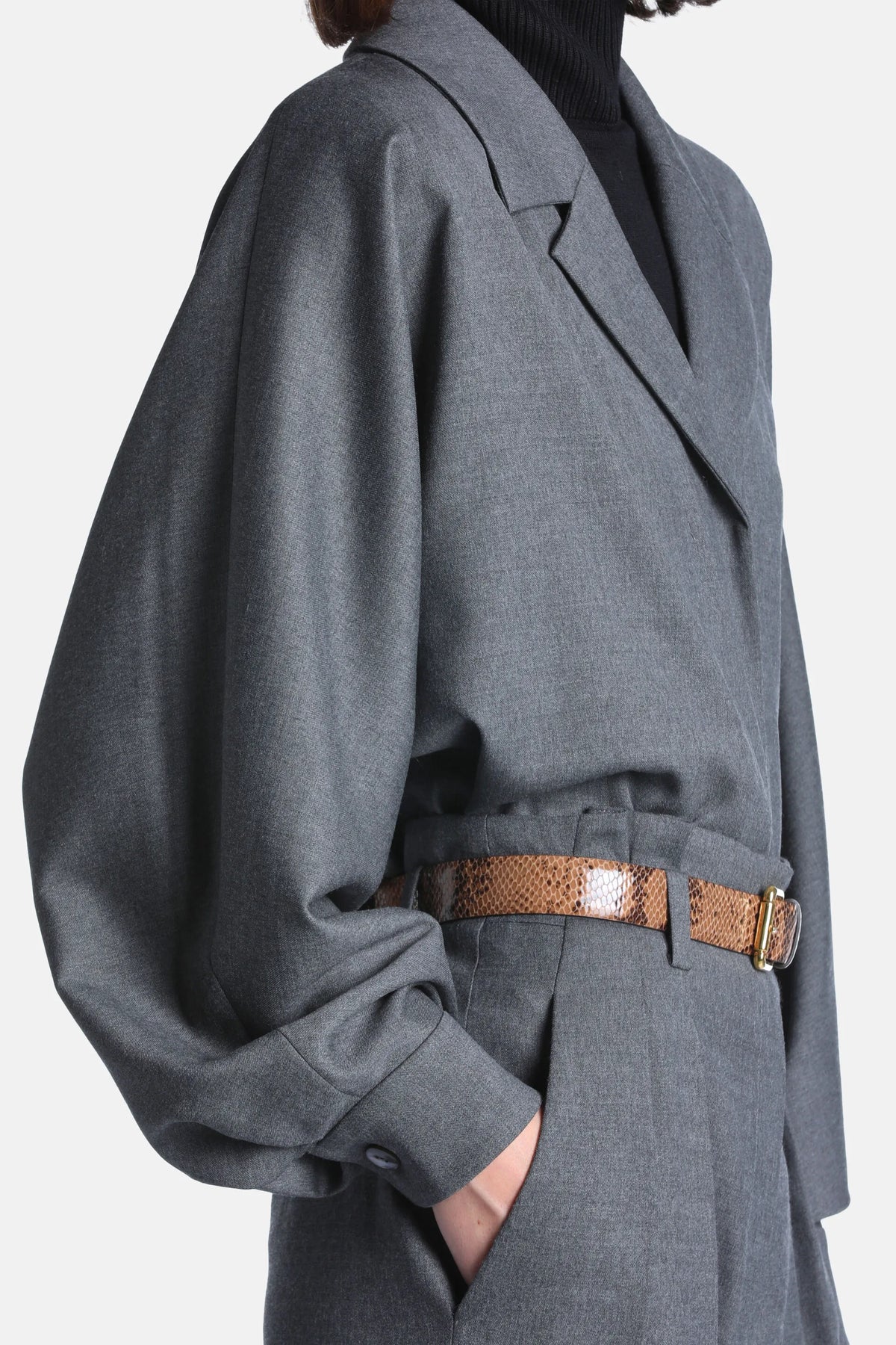 Luisa Spagnoli Grigio Melange Women Ladulas - Wool-Blend Shirt with Lapel Collar - Fashion Show SKU: LADULAS_0813 Image 04