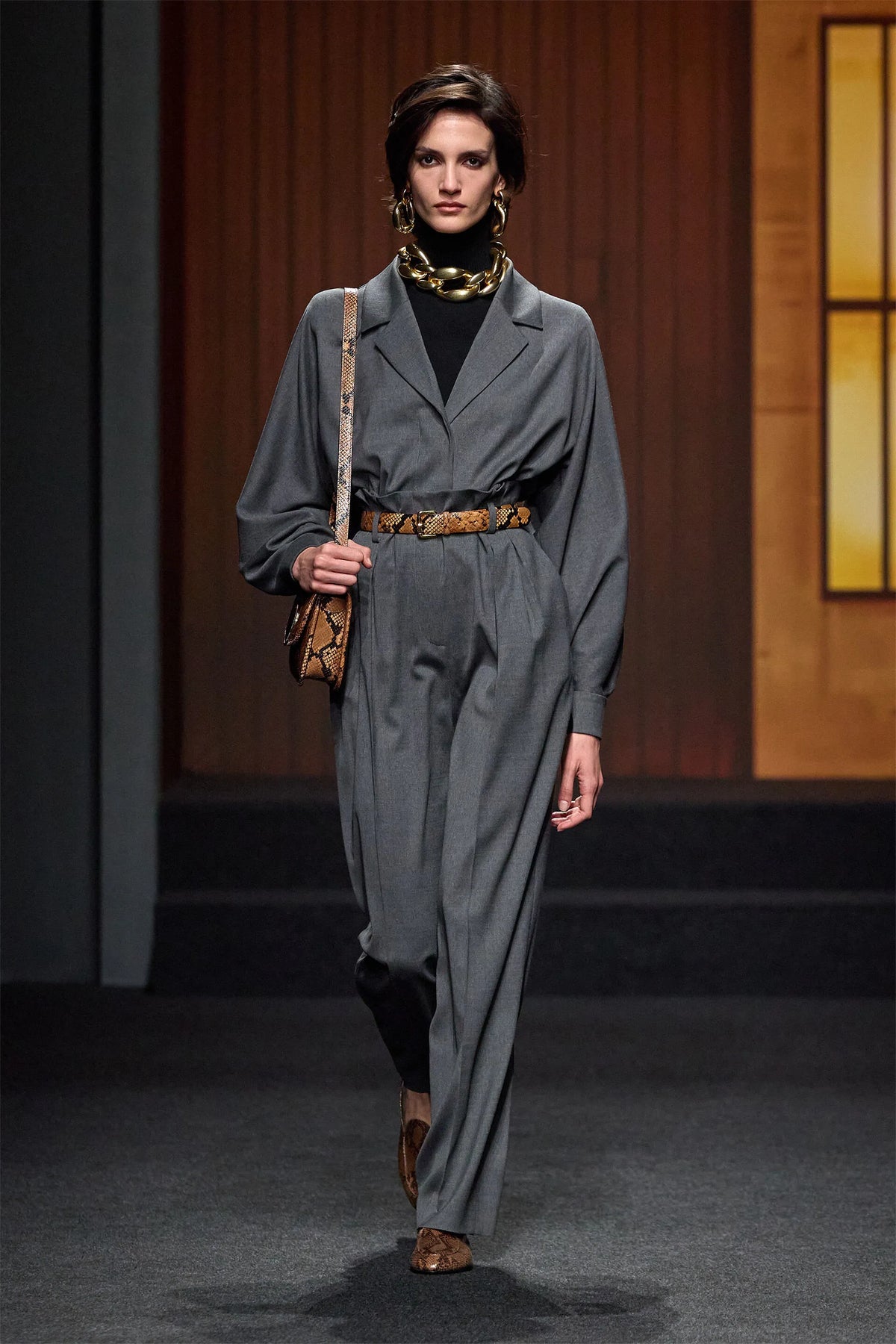 Luisa Spagnoli Grigio Melange Women Ladulas - Wool-Blend Shirt with Lapel Collar - Fashion Show SKU: LADULAS_0813 Image 05