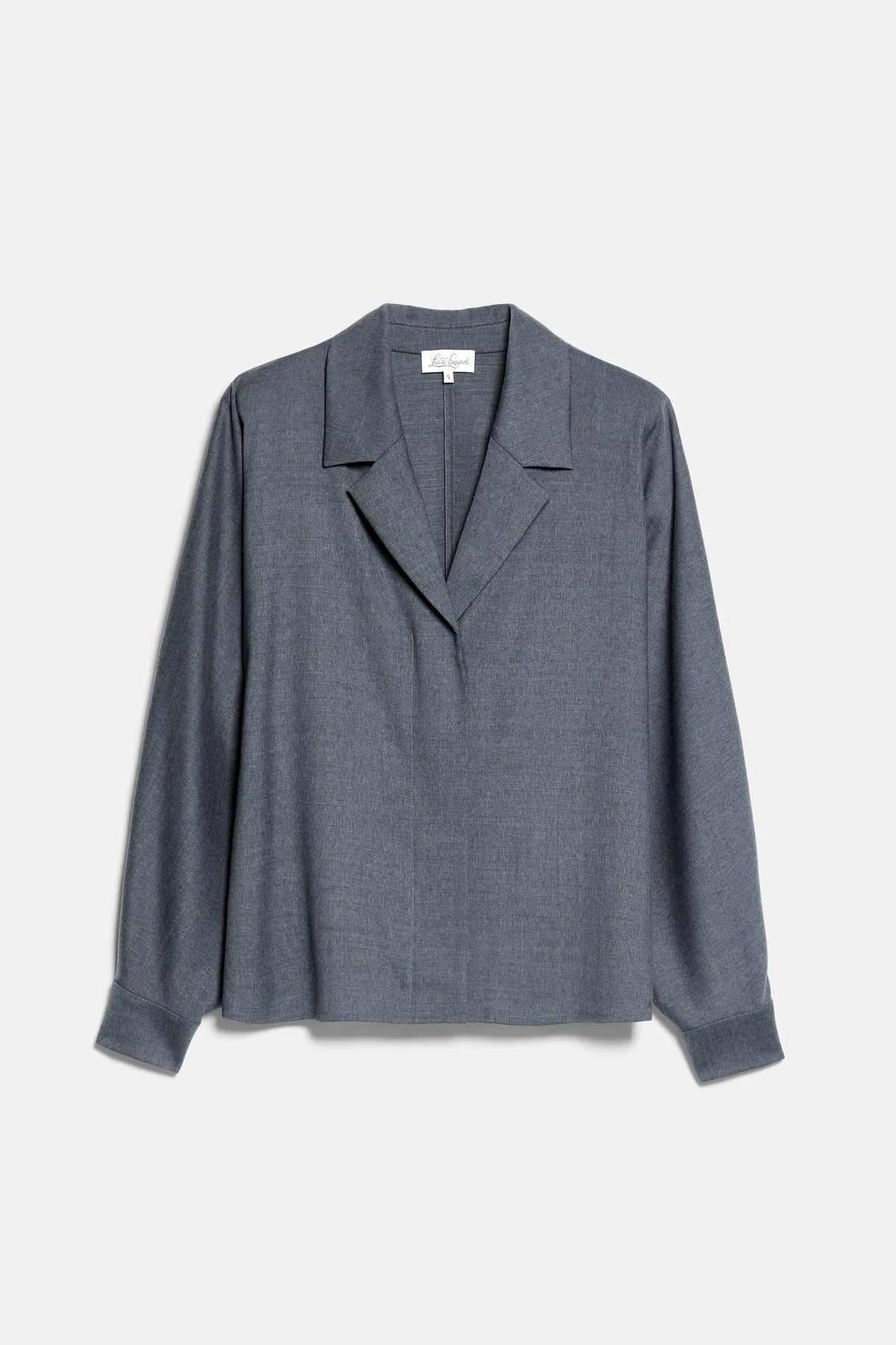 Luisa Spagnoli Grigio Melange Women Ladulas - Wool-Blend Shirt with Lapel Collar - Fashion Show SKU: LADULAS_0813 Image 06