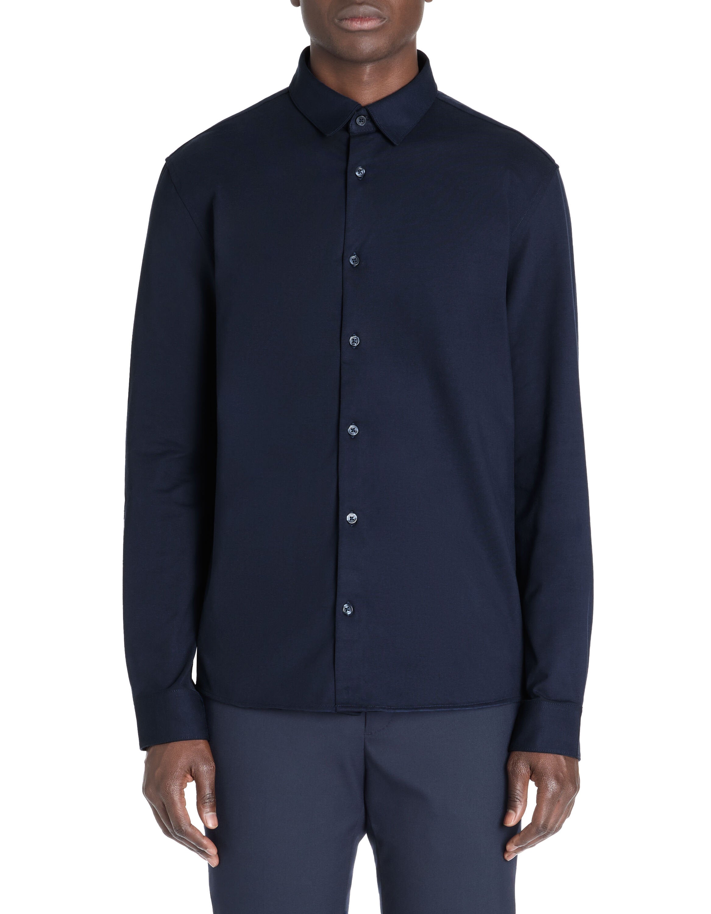Celio_Regular Casual Stretch Cotton Shirt - Navy_LAJERSEY_NAVY_01