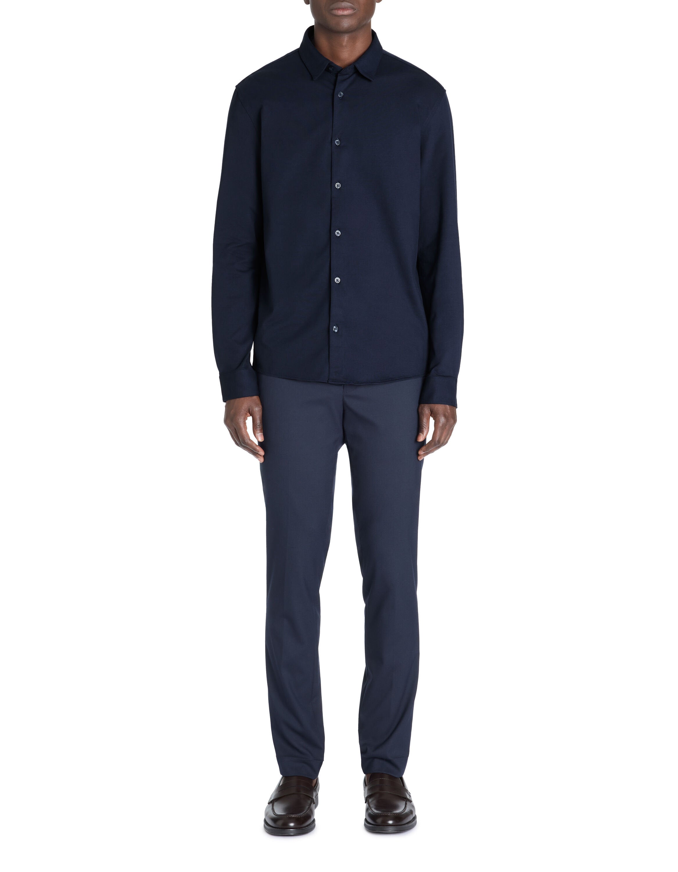 Celio_Regular Casual Stretch Cotton Shirt - Navy_LAJERSEY_NAVY_02