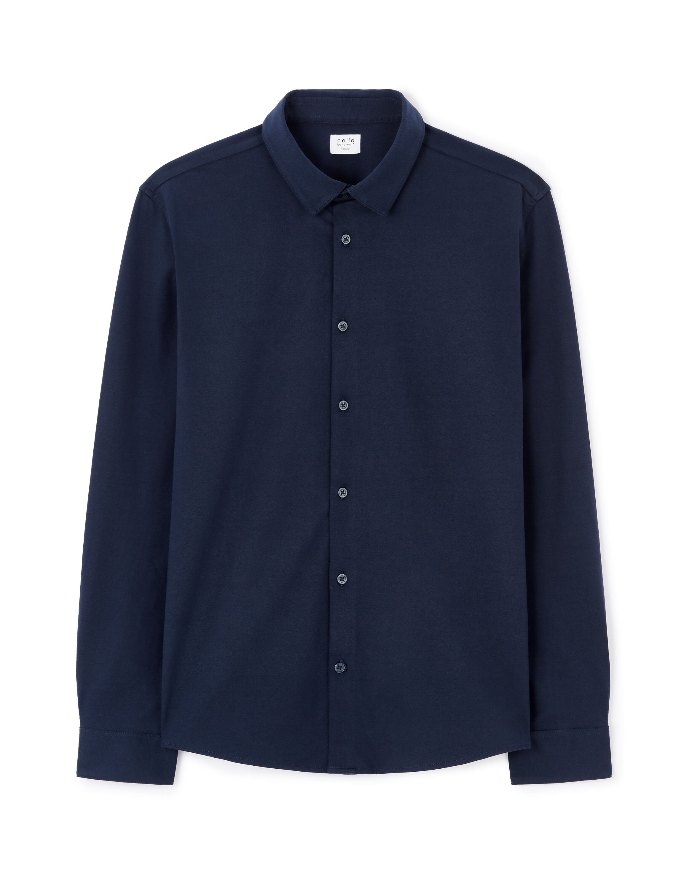 Celio_Regular Casual Stretch Cotton Shirt - Navy_LAJERSEY_NAVY_03