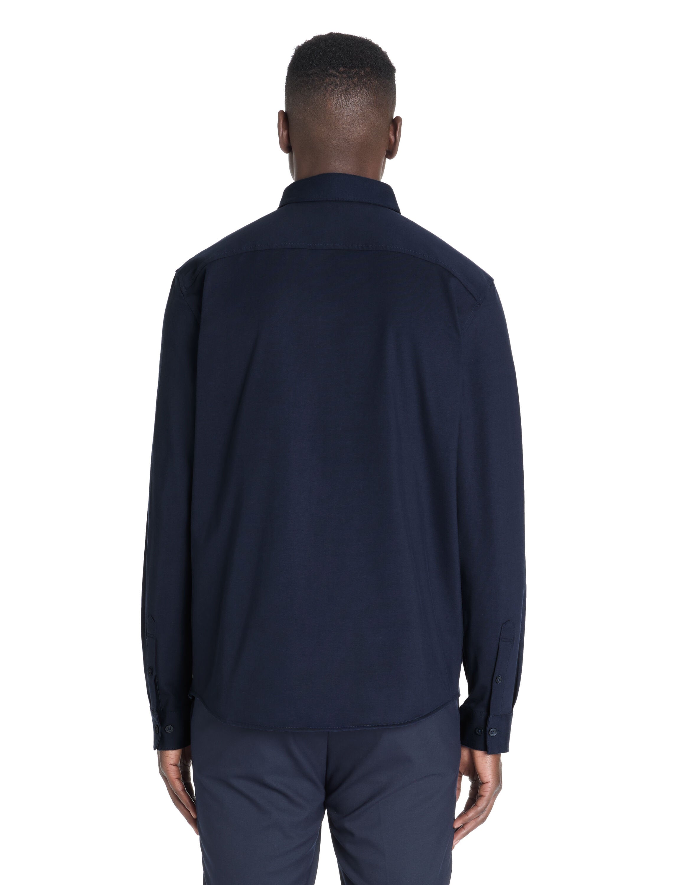 Celio_Regular Casual Stretch Cotton Shirt - Navy_LAJERSEY_NAVY_04