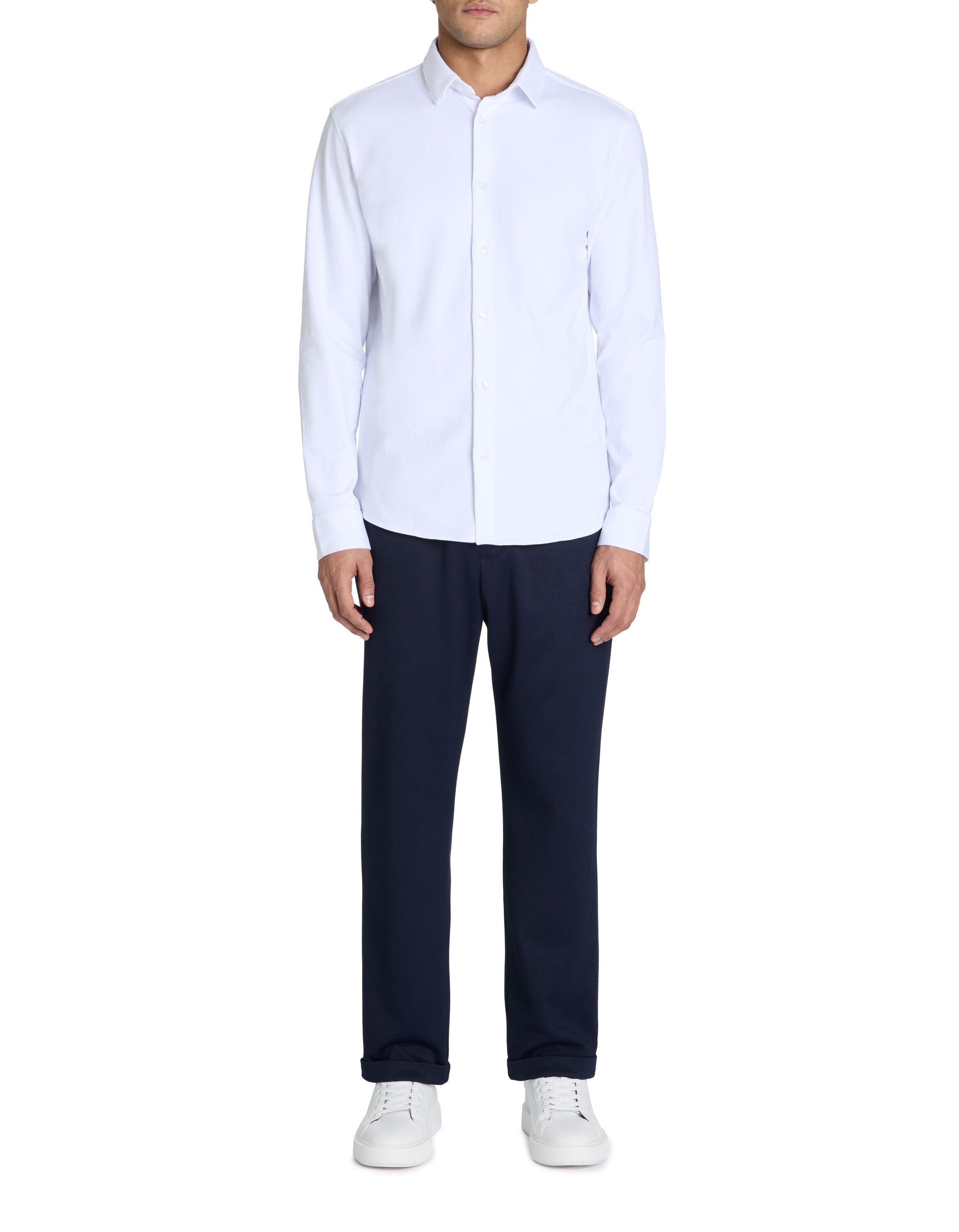 Celio_White Regular Jersey Shirt with French Collar_LAJERSEY_OPTICAL WHITE_02
