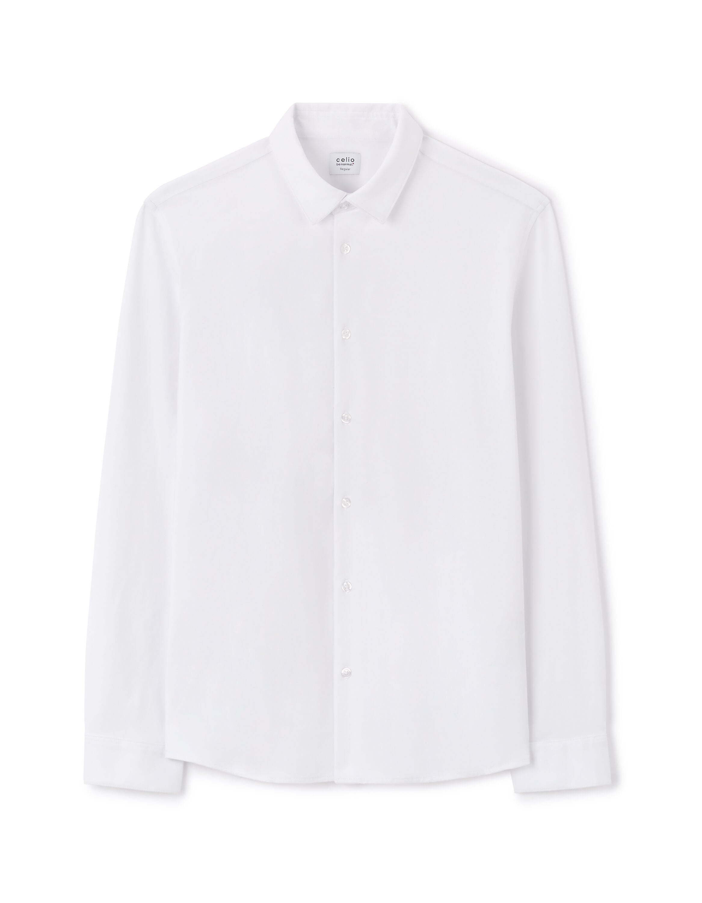 Celio_White Regular Jersey Shirt with French Collar_LAJERSEY_OPTICAL WHITE_04