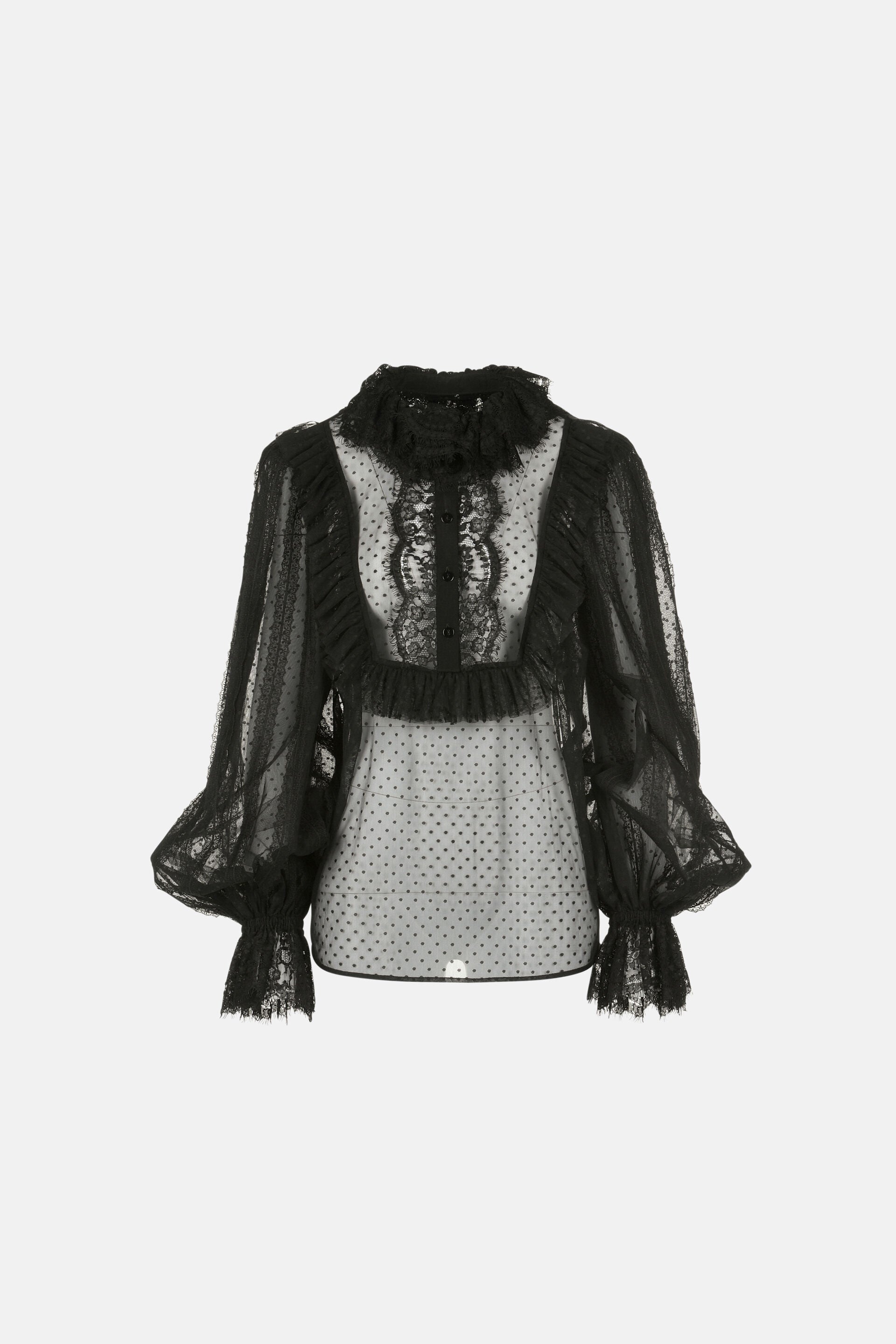 Luisa Spagnoli_Nero_Lanteri - Lace and Plumetis Tulle Blouse Ð Fashion Show_LANTERI_0101_07