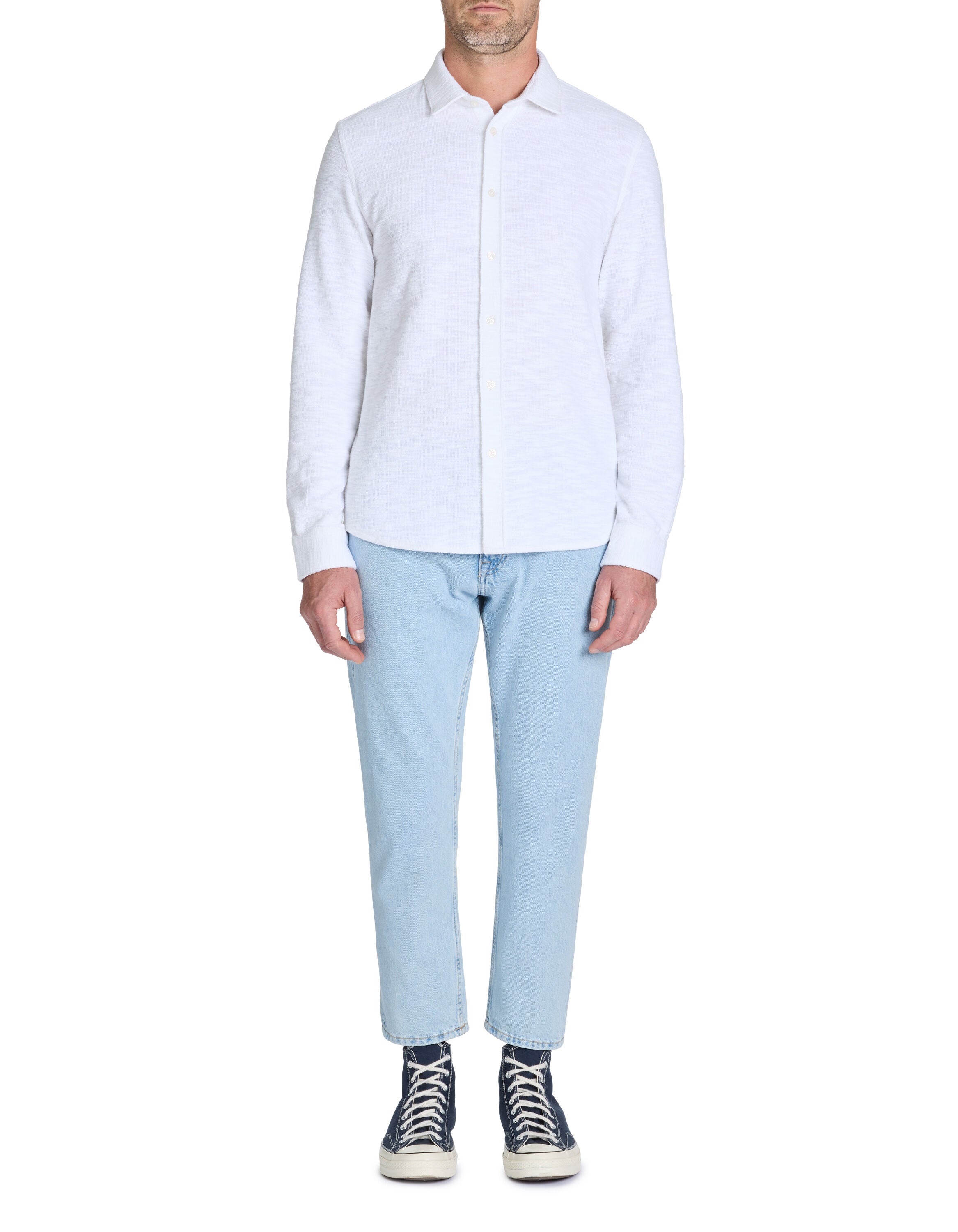 Celio_Regular Cotton Blend Terry Shirt - White_LAOPEN_OPTICAL WHITE_02