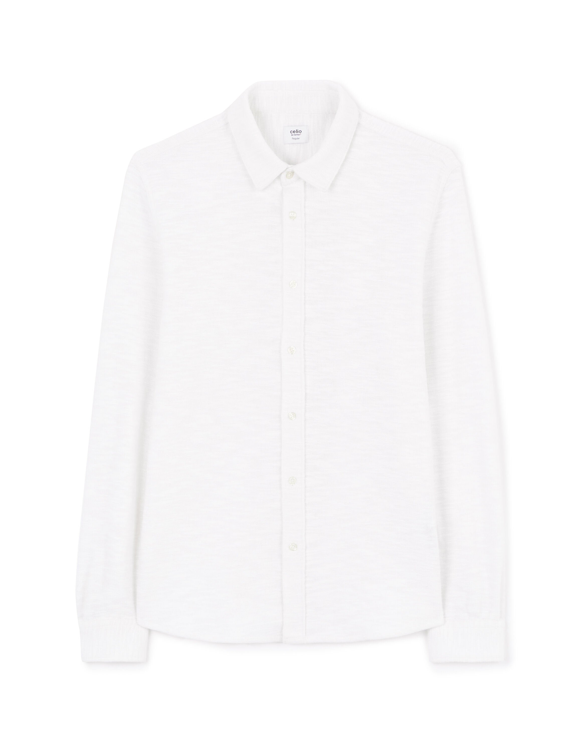 Celio_Regular Cotton Blend Terry Shirt - White_LAOPEN_OPTICAL WHITE_03