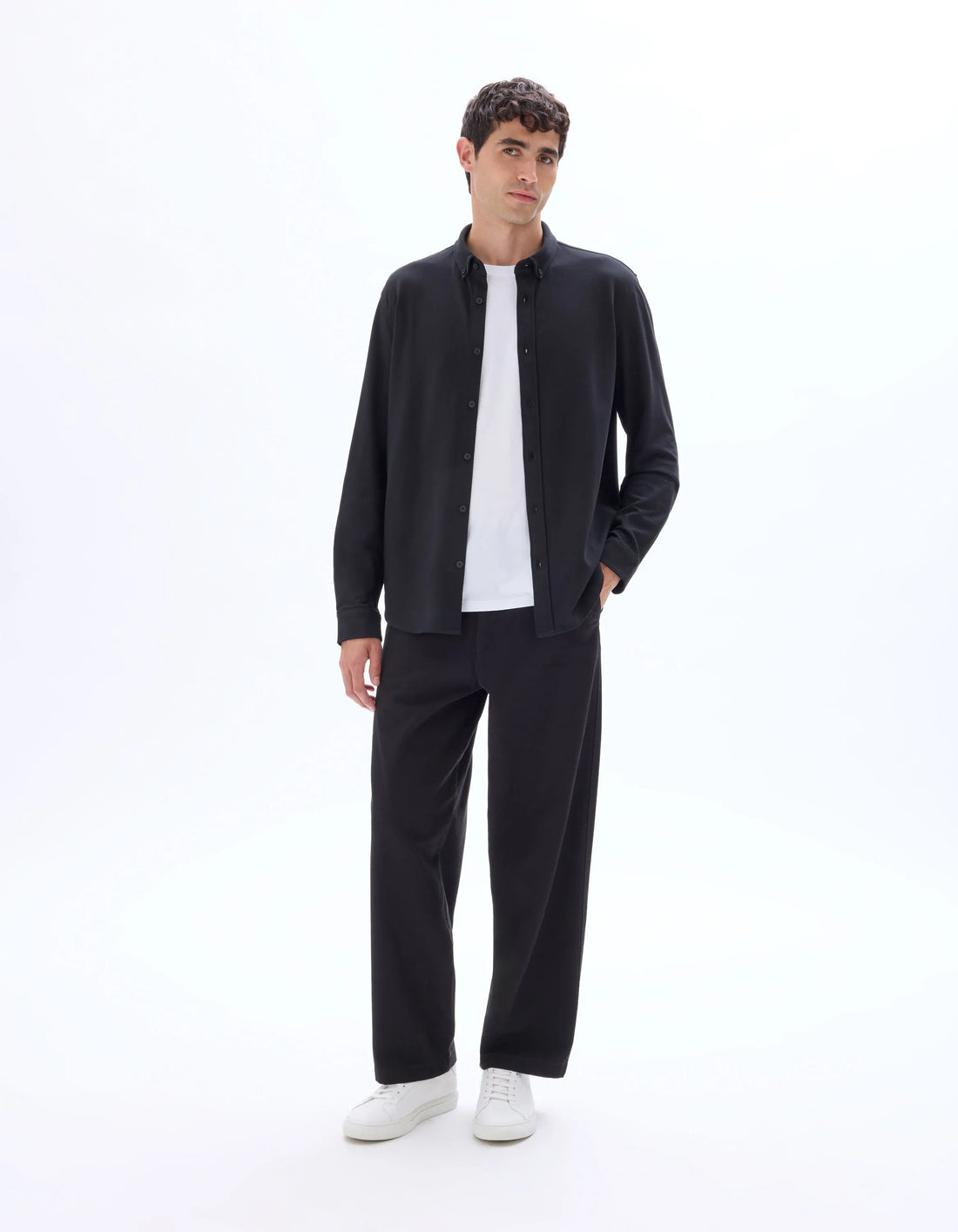 Celio_Black_Regular Pique Cotton Shirt_LAPIC_BLACK_02