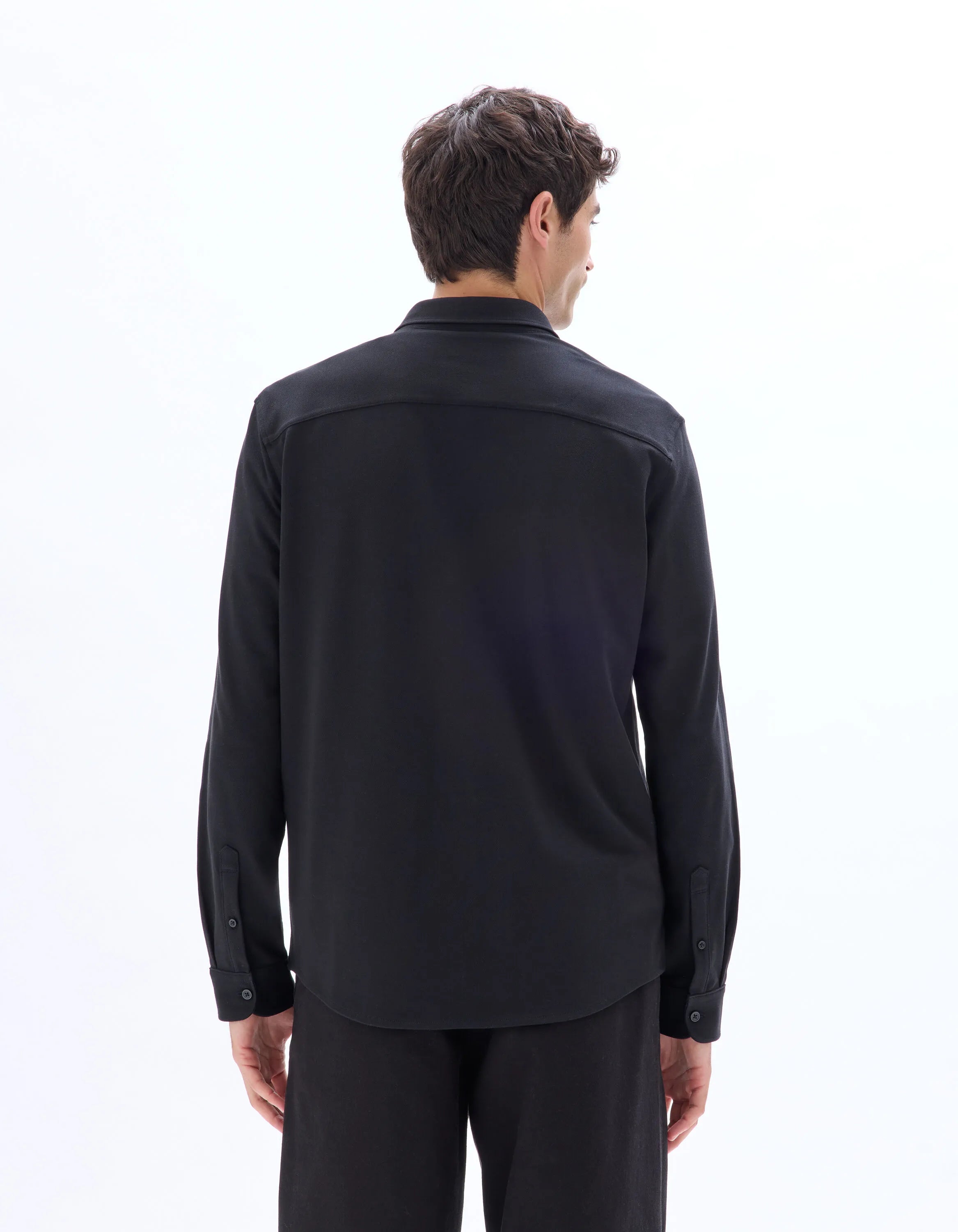 Celio_Black_Regular Pique Cotton Shirt_LAPIC_BLACK_03