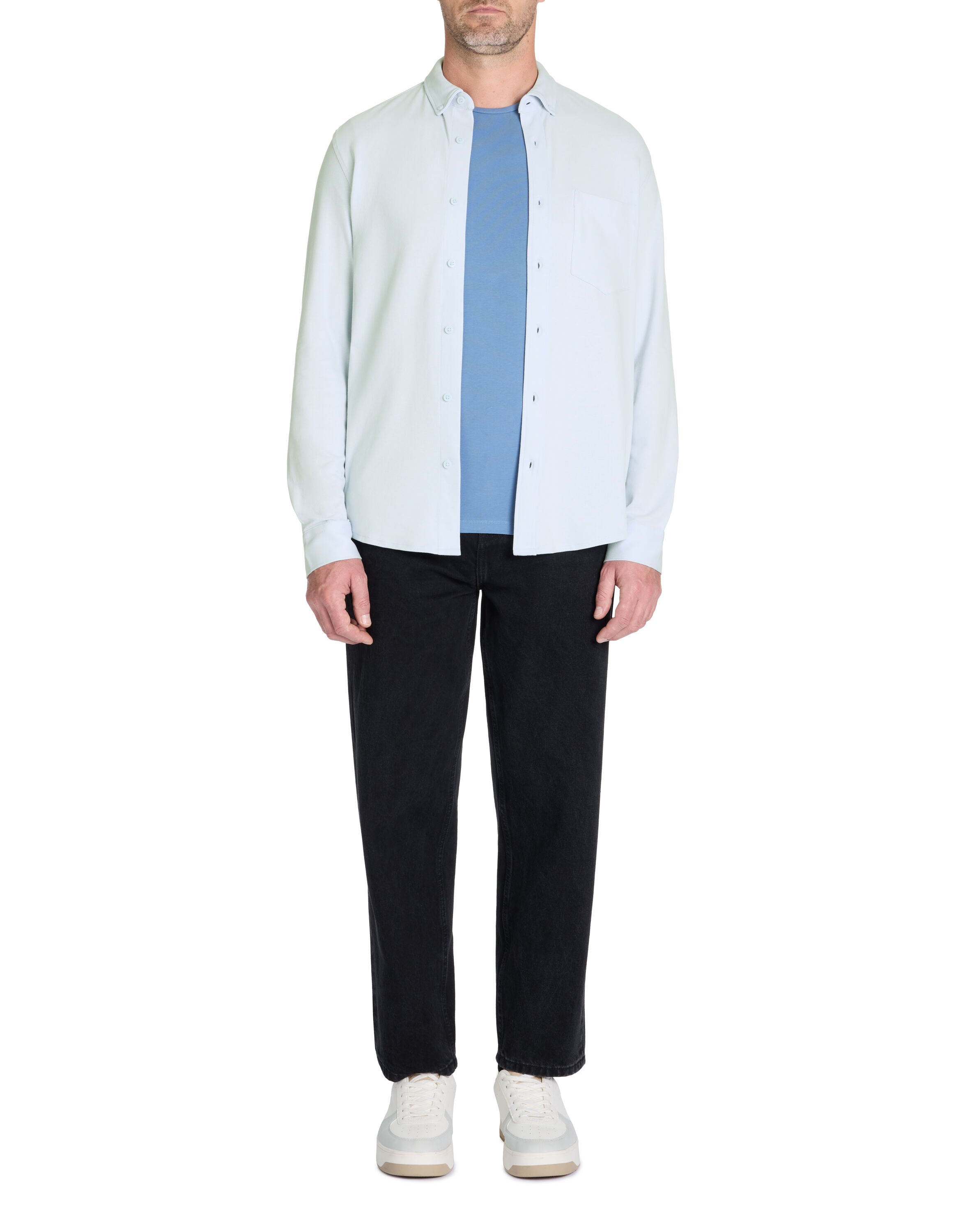 Celio_Light Blue Regular Stretch Cotton PiquŽ Shirt_LAPIC_LIGHT BLUE_02