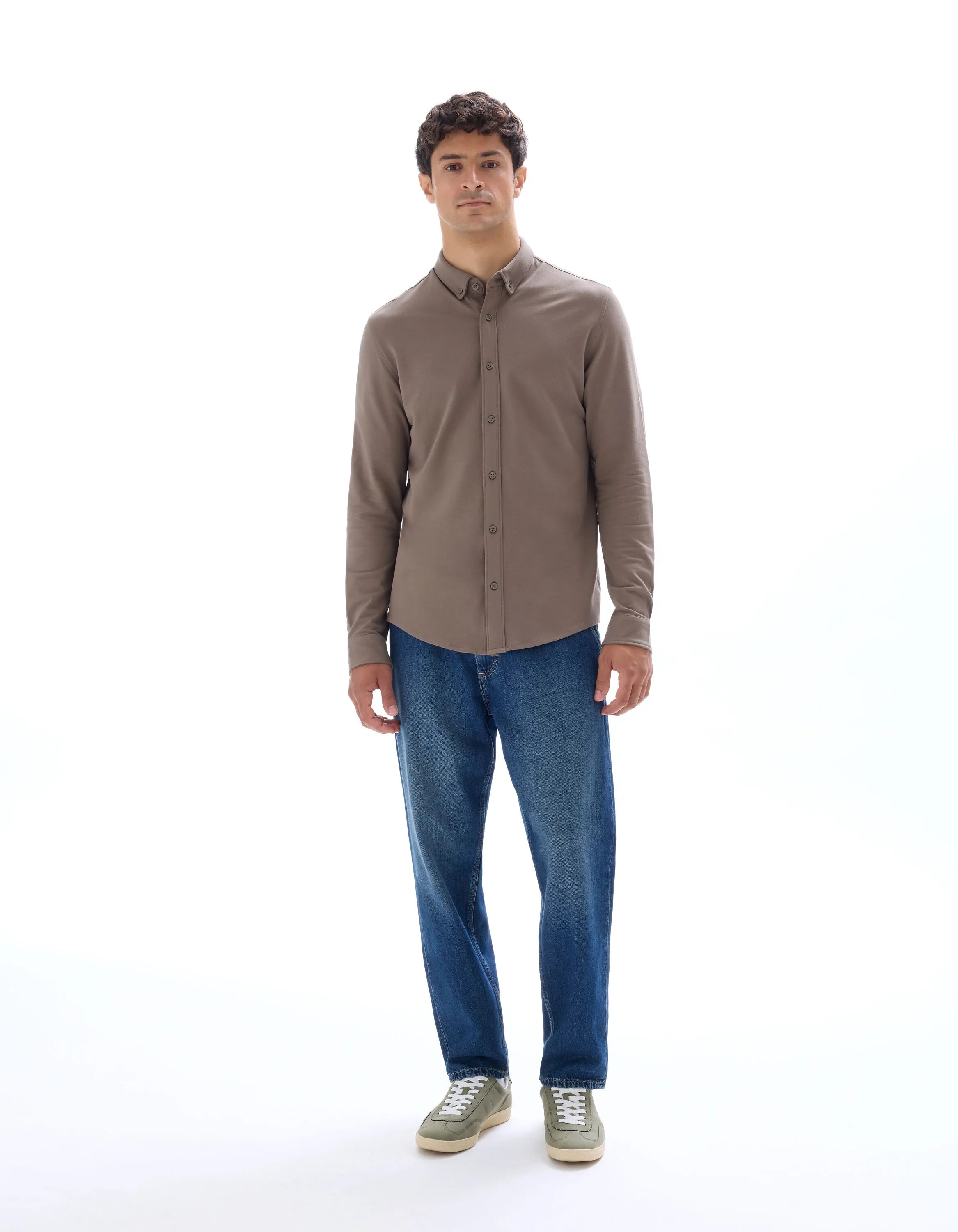 Celio_Marron Clair_Regular Pique Cotton Shirt_LAPIC_MARRON CLAIR_02
