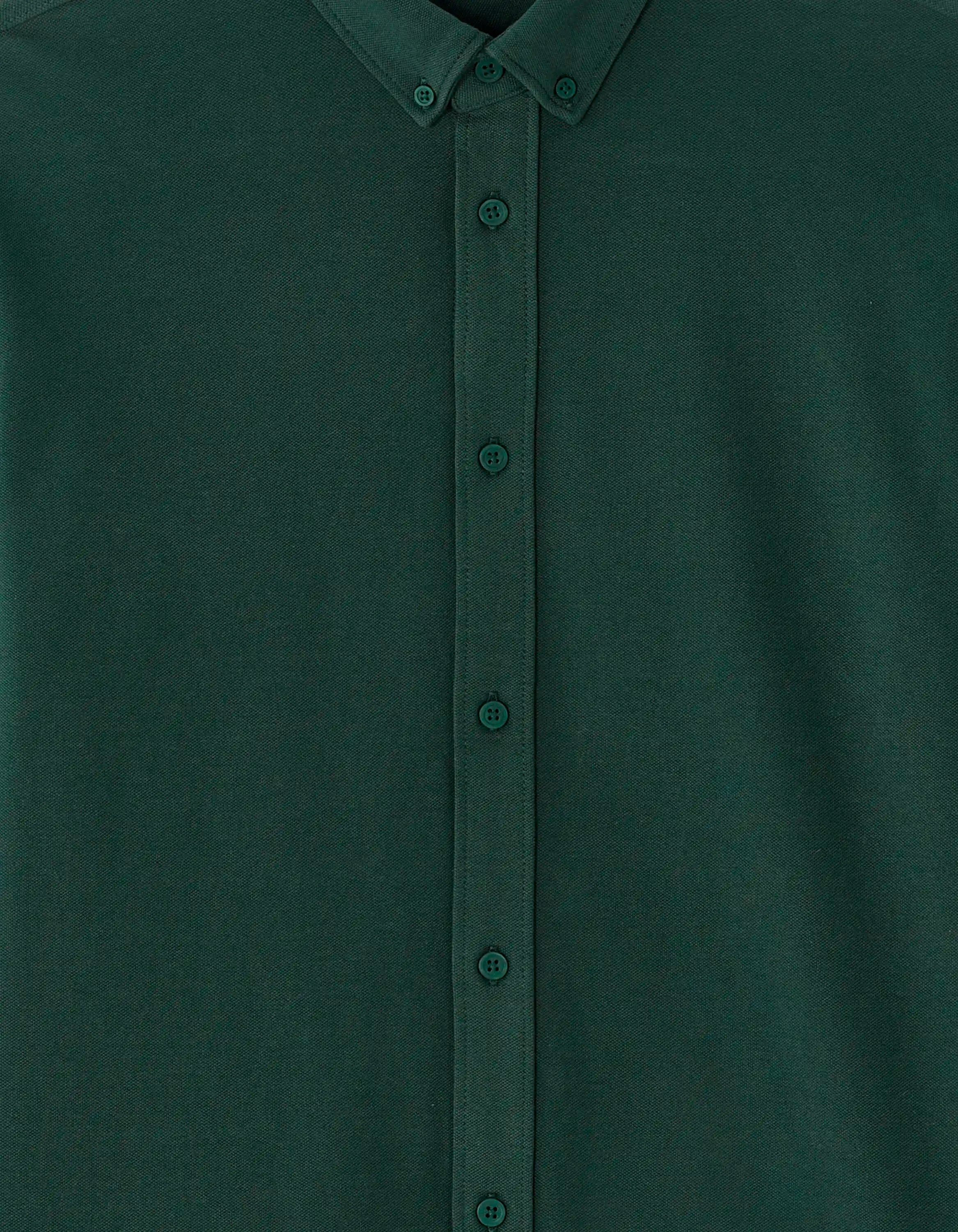 Celio_Vert Fonce_Regular Pique Cotton Shirt_LAPIC_VERT FONCE_05