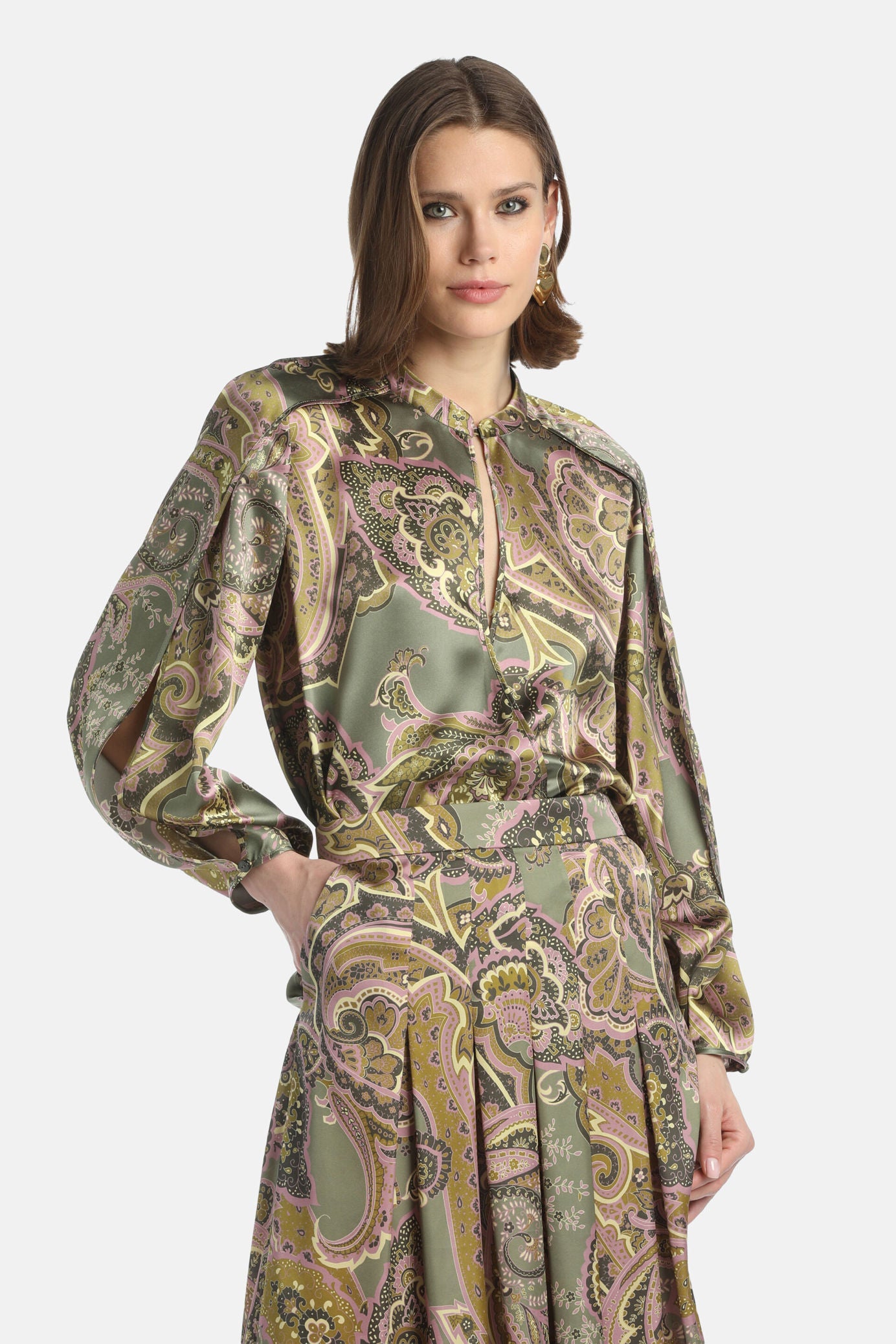 Luisa Spagnoli_Var Verde Rosa_Laterina - Paisley Print Blouse_LATERINA_3982_01