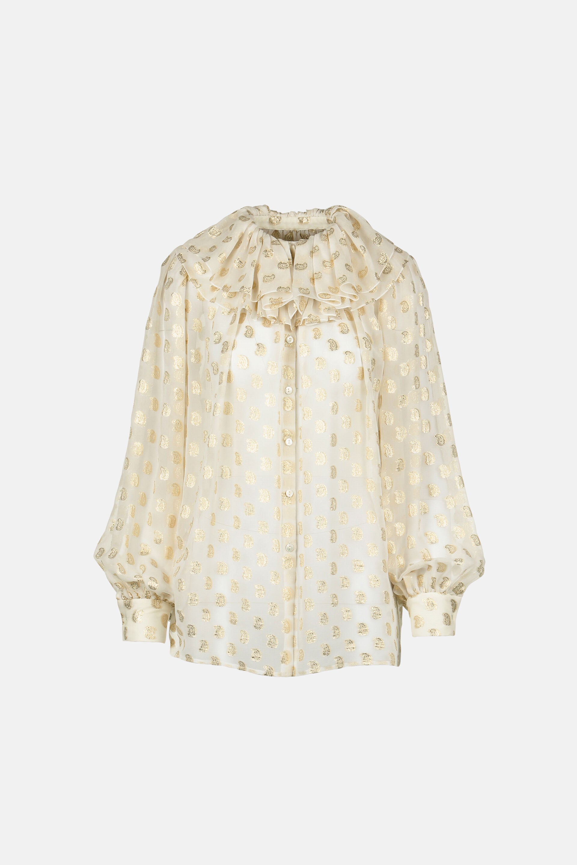 Luisa Spagnoli_Var Panna Oro_Latitudine - Silk Shirt with Lurex Details Ð Fashion Show_LATITUDINE_3916_06