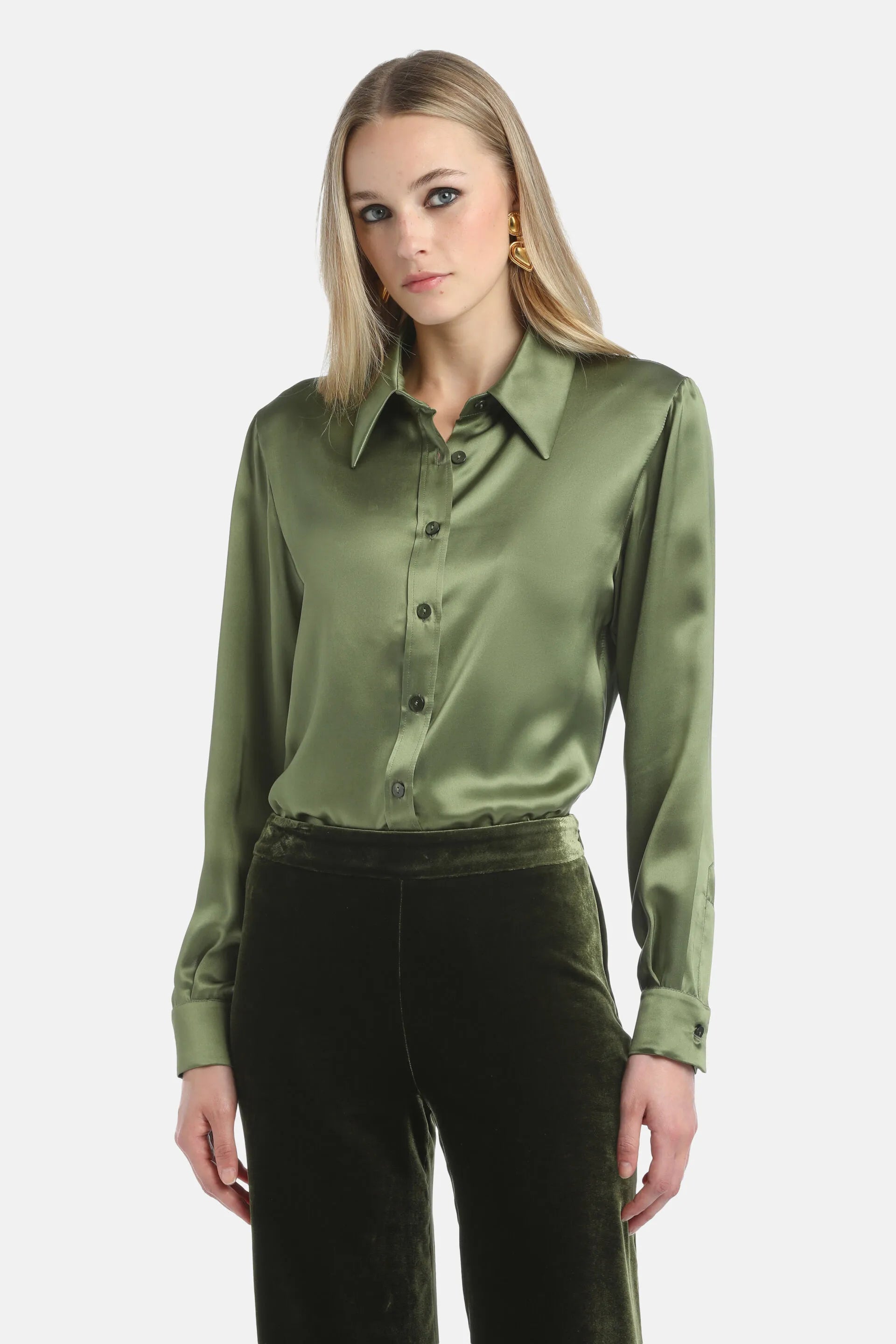 Luisa Spagnoli_Green_Latteria - Silk Shirt_LATTERIA_1712_01