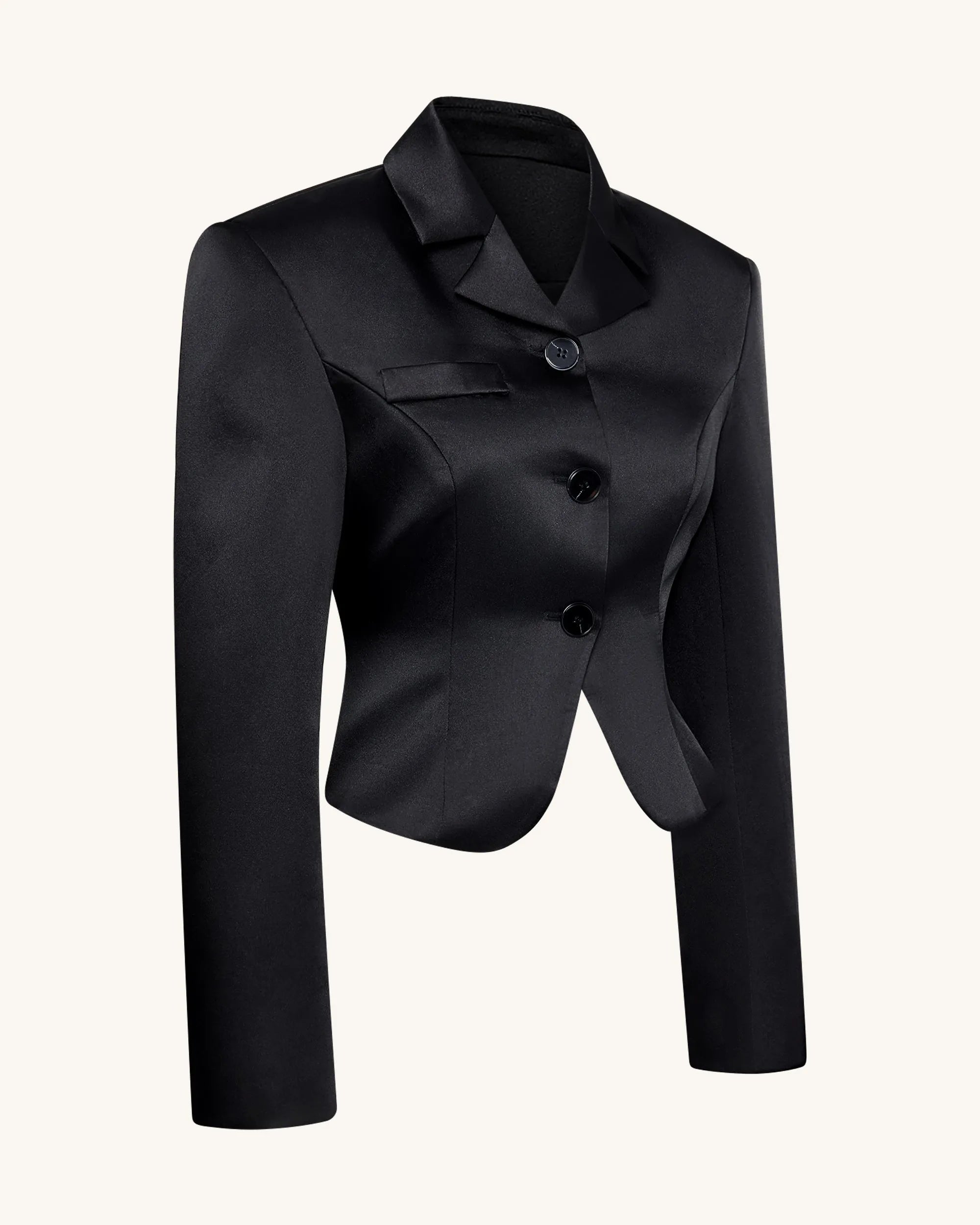 JW PEI_Black_Satin Sculpted Waist Cropped Blazer_LCO103-1_Black_03