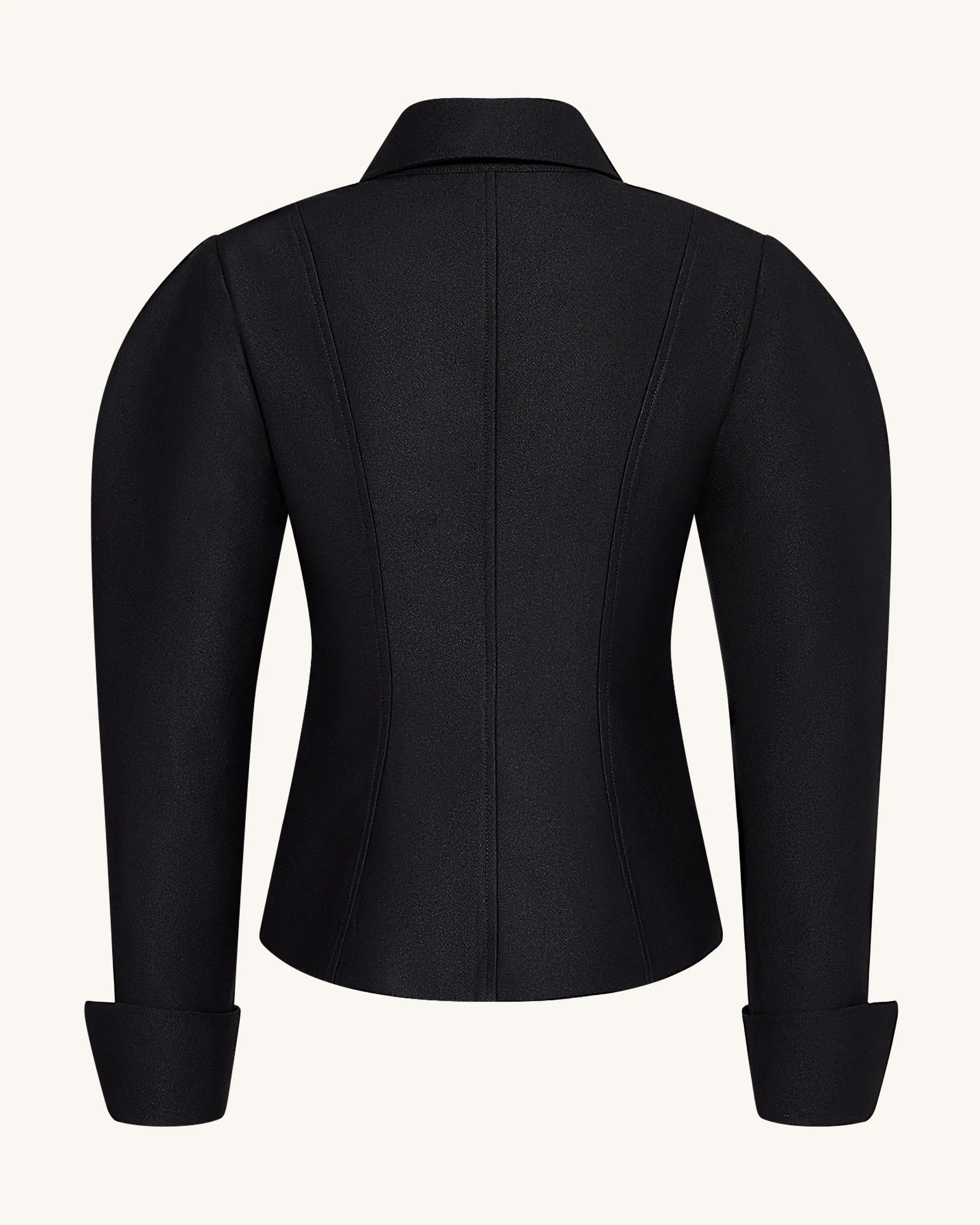 JW PEI_Black_Scalloped Placket Leg of Mutton Blazer_LCO104-1_Black_04