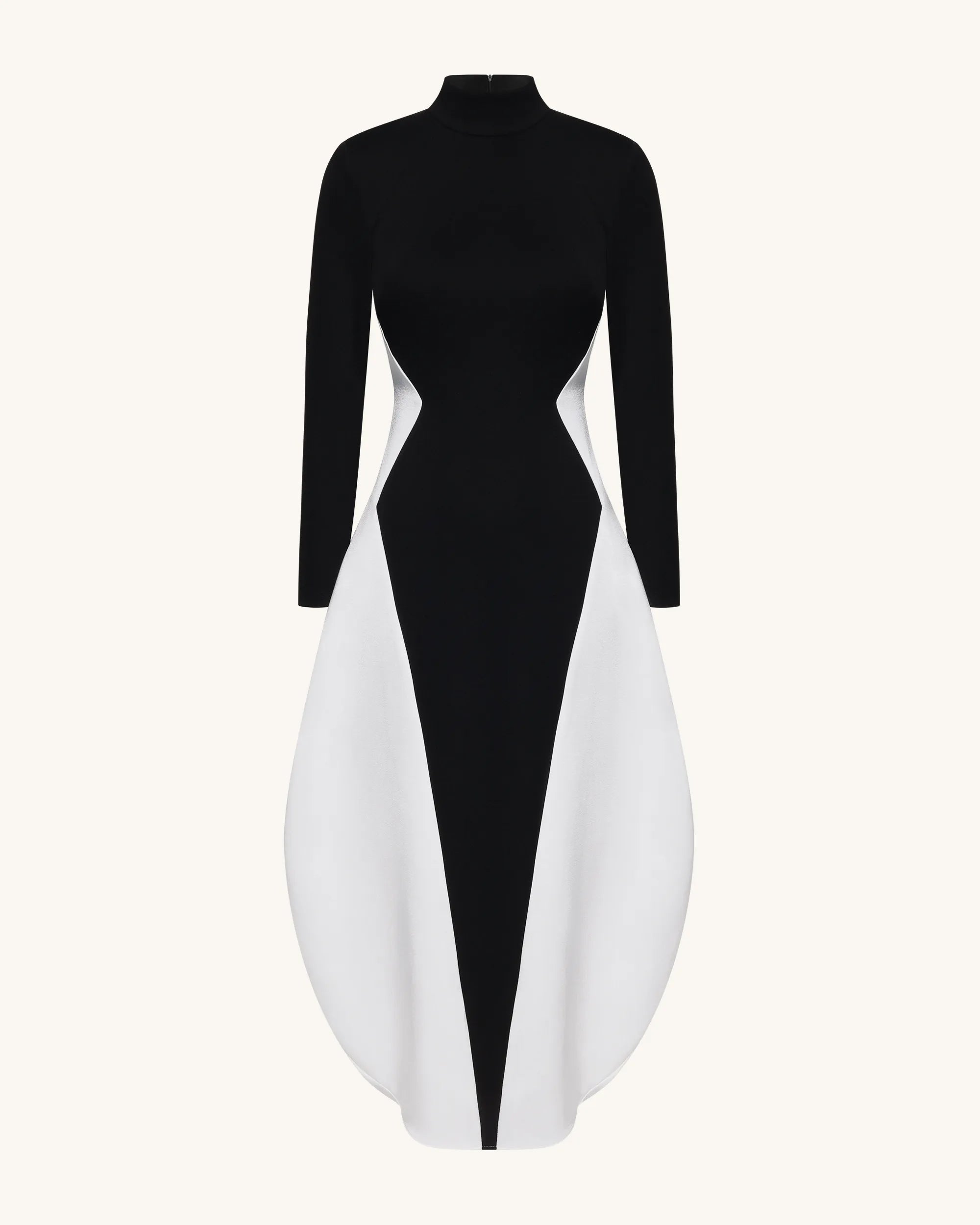 JW PEI Black Women Monochrome Paneled Long-Sleeve Maxi Dress SKU: LDS335-1_Black Image 02