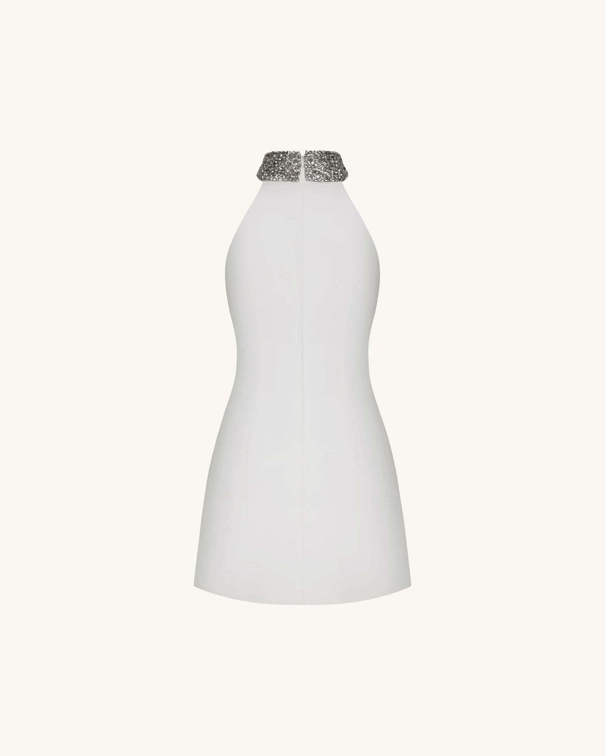 JW Pei White Women Jeweled Halter Iris Motif Dress SKU: LDS386-2_White Image 04
