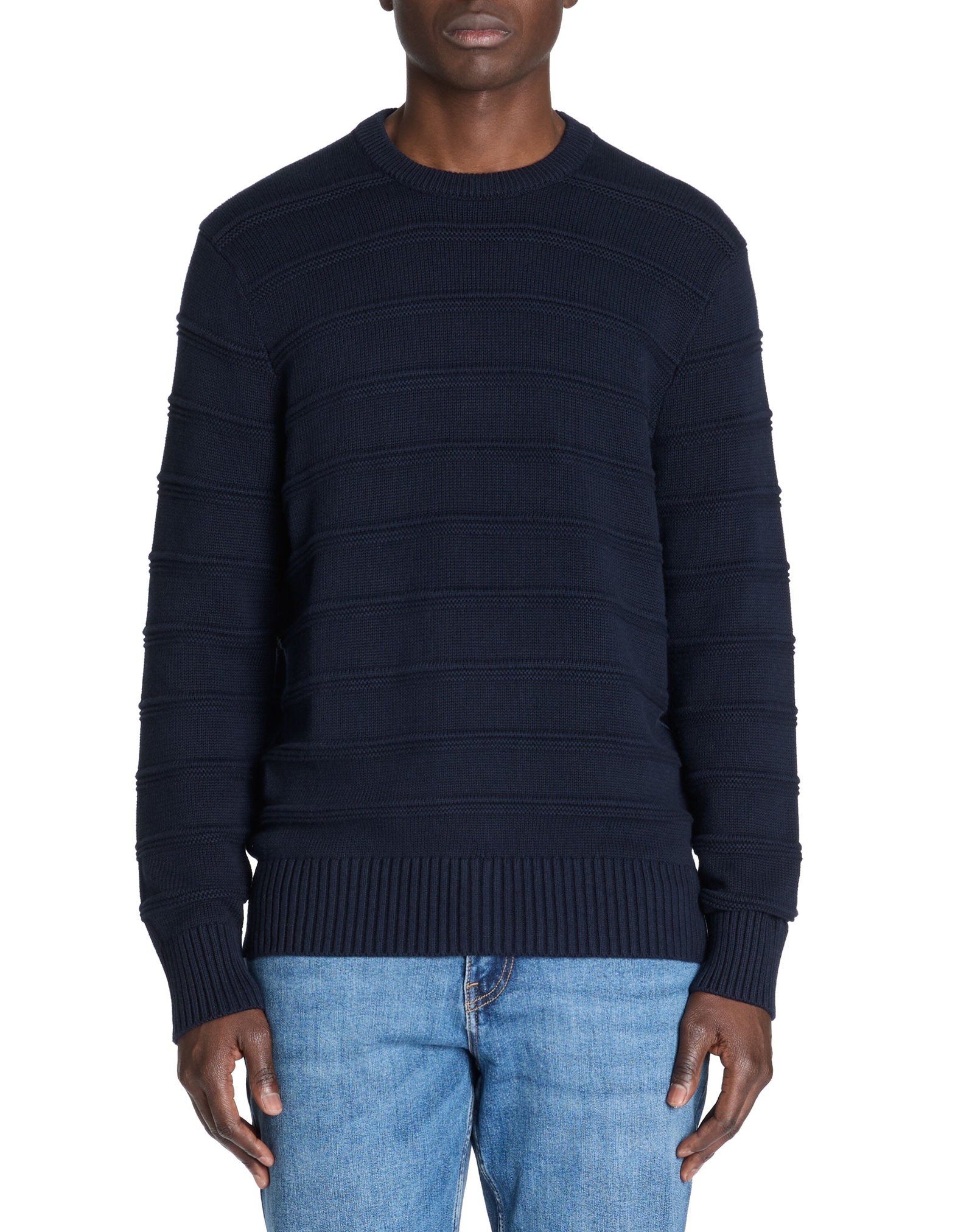 Celio_Navy Blue 100% Cotton Round-Neck Sweater_LEAARON_NAVY_02