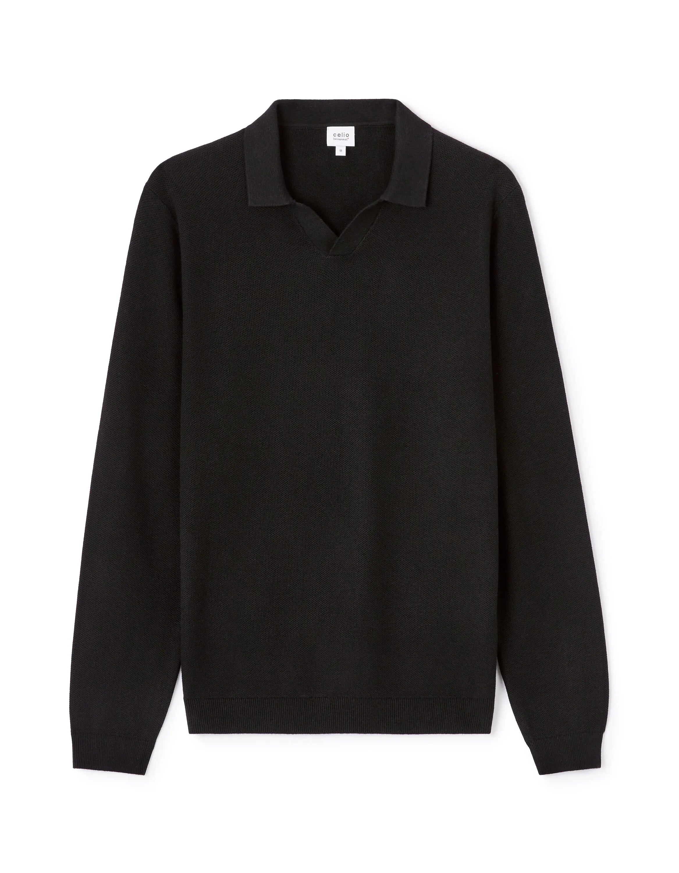 Celio_Black_100% Cotton Shark Neck Sweater_LEBIREQUIN_BLACK_04