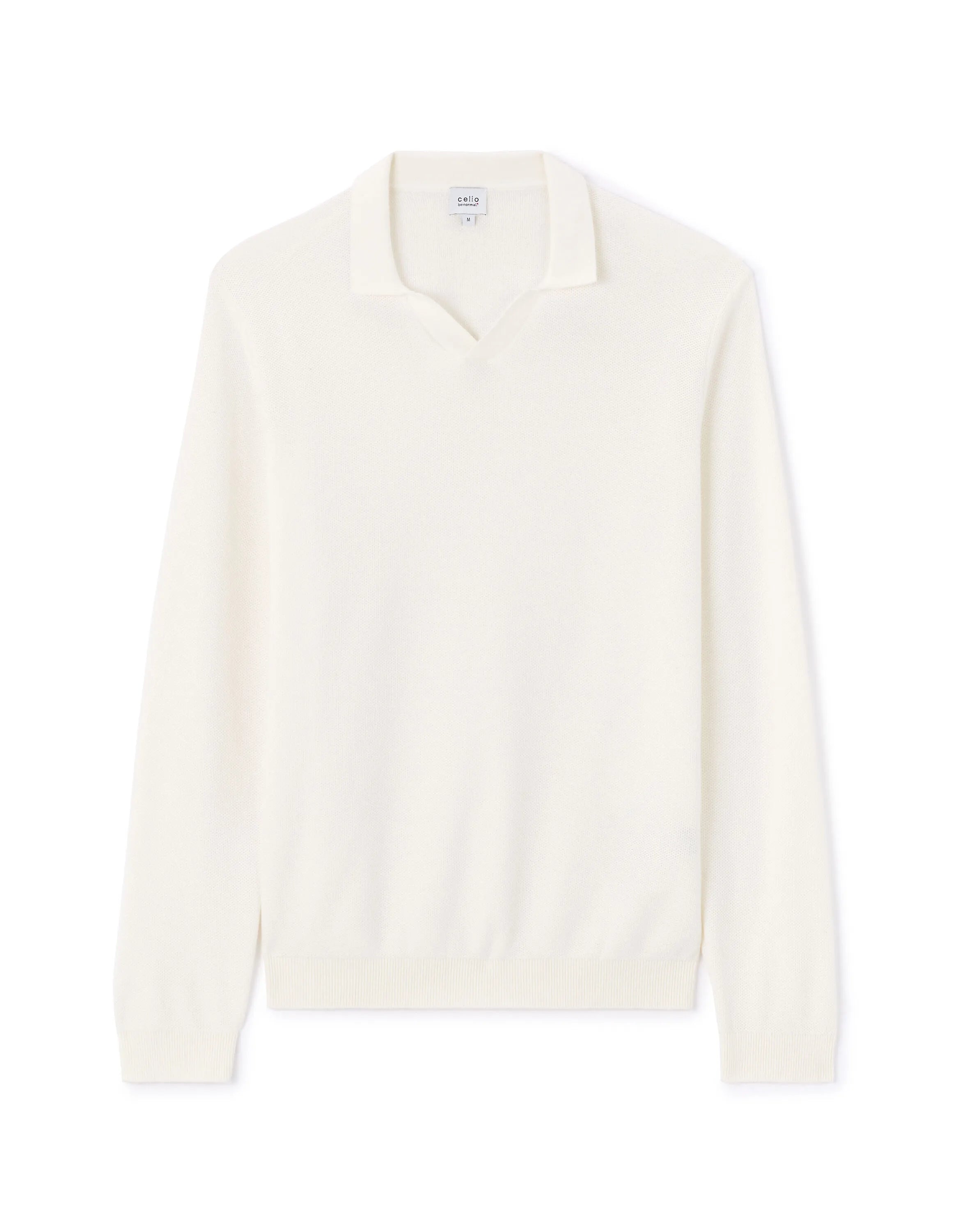 Celio_Ecru_100% Cotton Shark Neck Sweater_LEBIREQUIN_ECRU_05