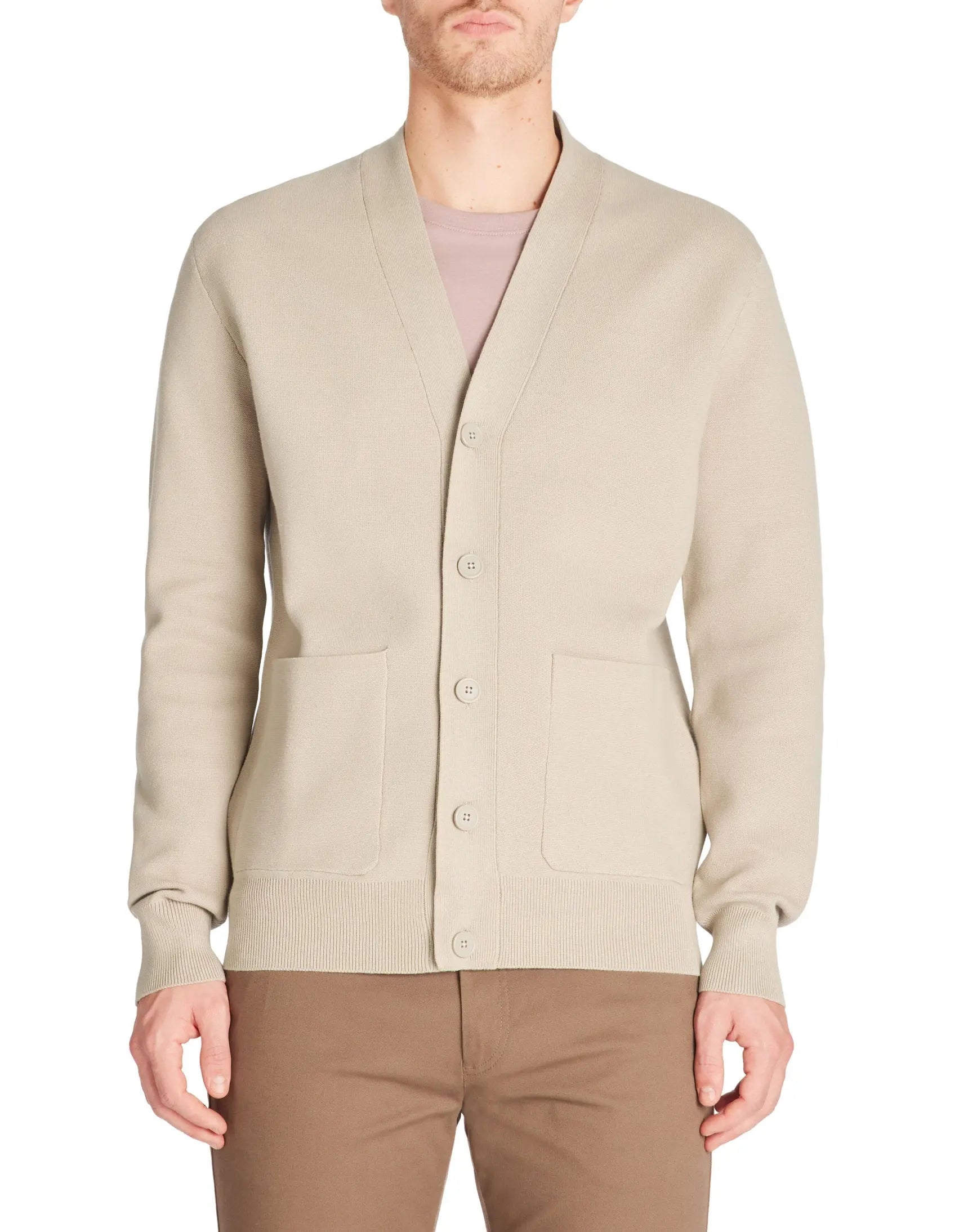 Celio_Cotton-Blend Cardigan - Taupe_LECARDI_CLAY_01