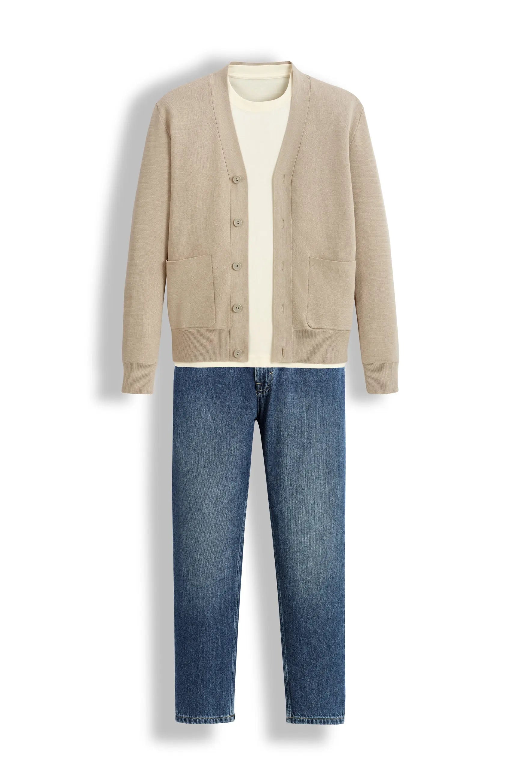 Celio_Cotton-Blend Cardigan - Taupe_LECARDI_CLAY_05