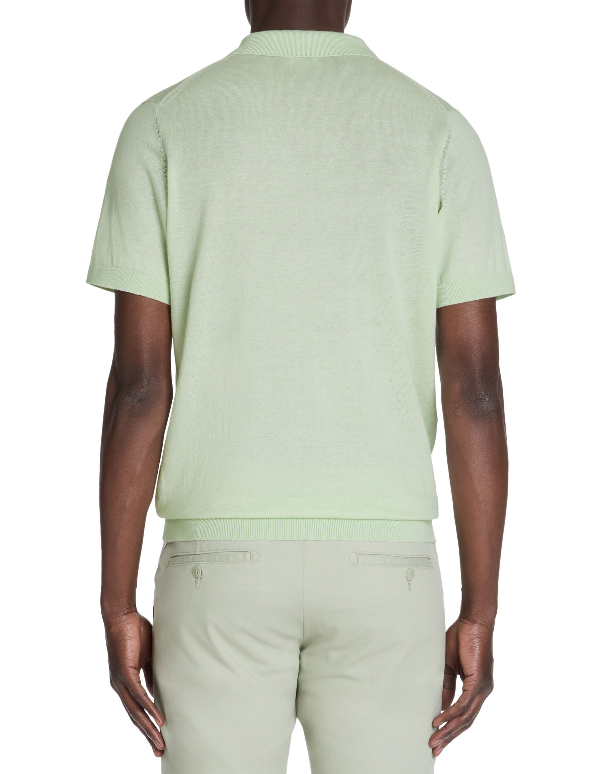 Celio_Green Slim Polo Shirt in 100% Cotton Knit_LECESAR_MINERAL GREEN_03