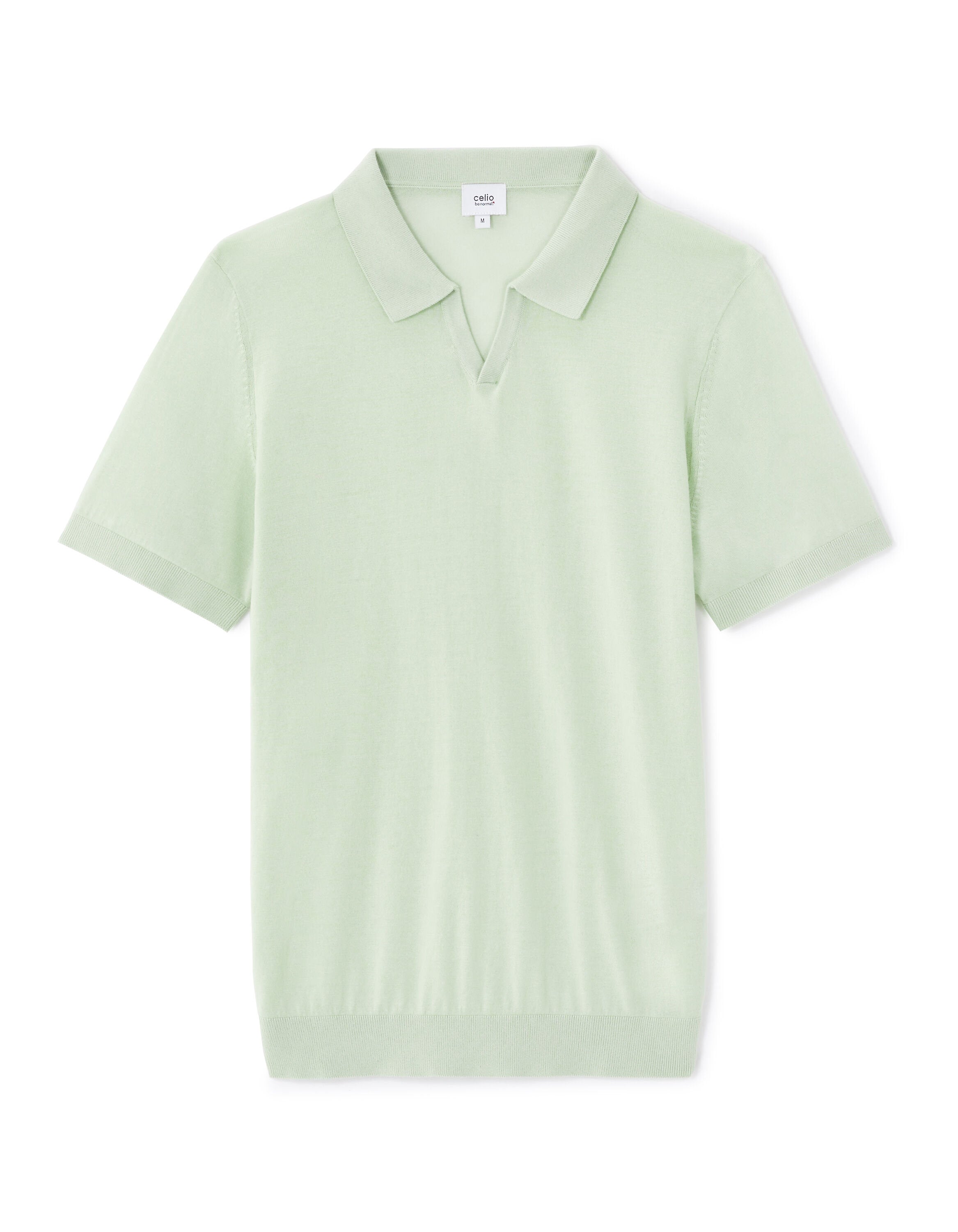 Celio_Green Slim Polo Shirt in 100% Cotton Knit_LECESAR_MINERAL GREEN_04