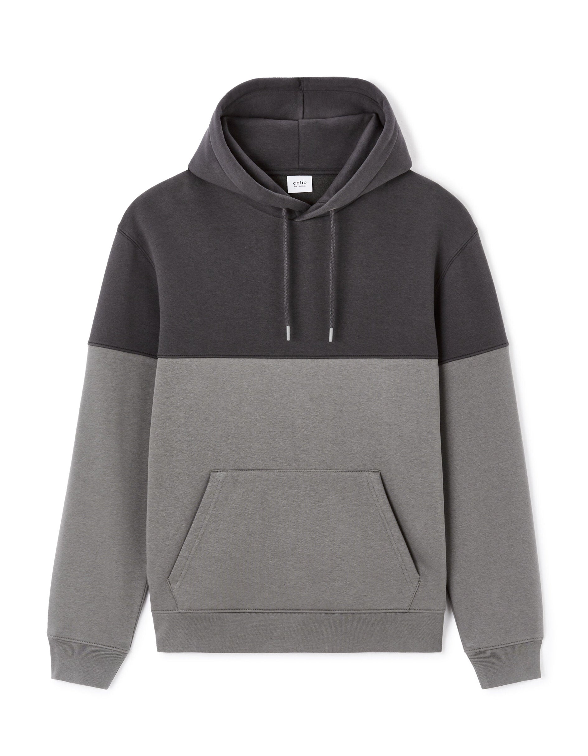 Celio_Anthracite Regular Cotton Hooded Sweatshirt_LECOBLOCO_ANTHRACITE_04
