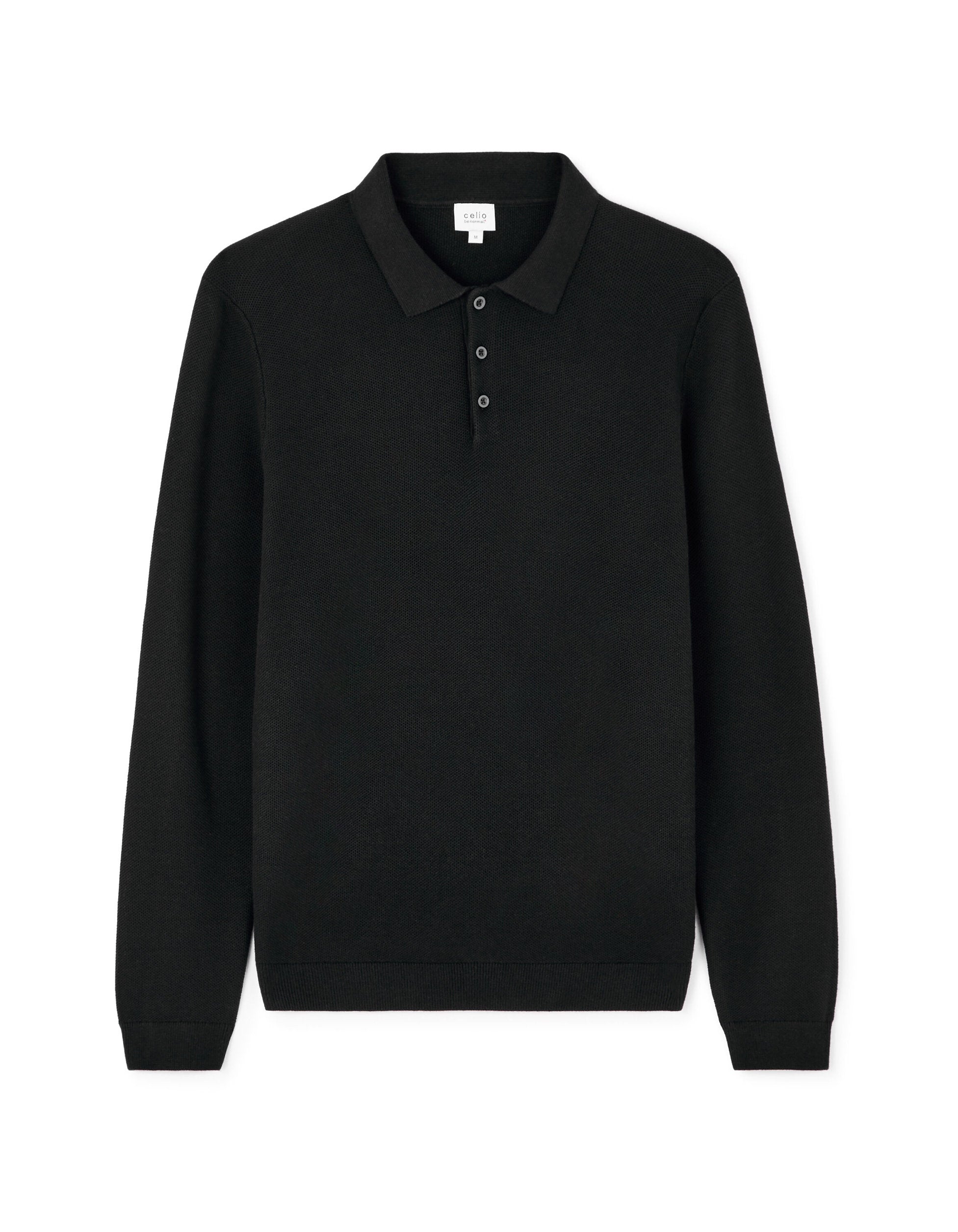Celio_Polo Shirt with Polo Collar 100% Cotton - Black_LECOMB_BLACK_03